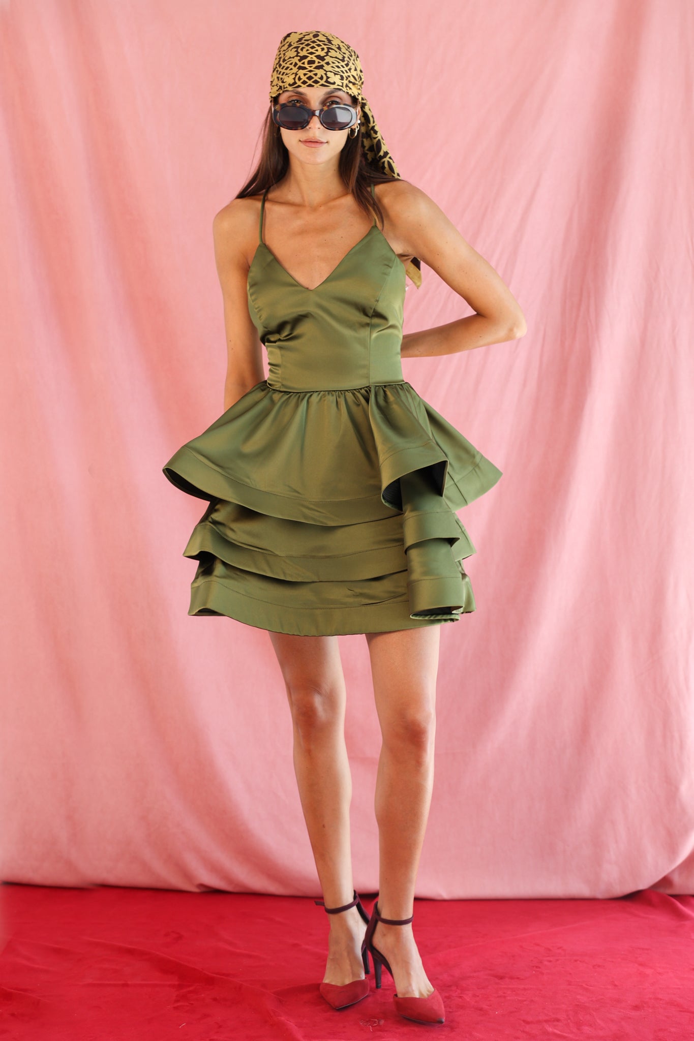 Short puffy dress in Green