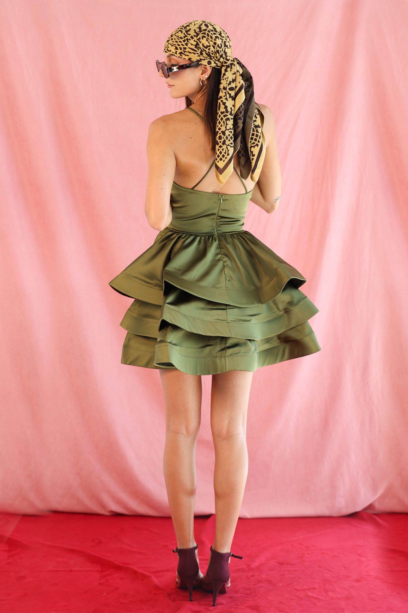 Short puffy dress in Green
