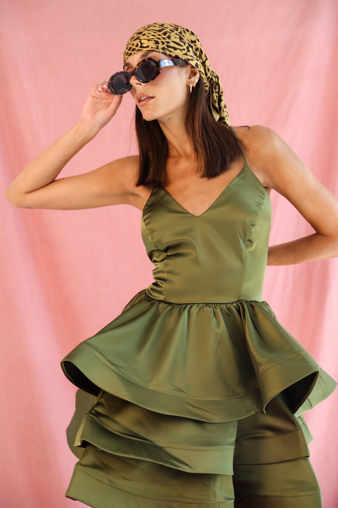 Short puffy dress in Green