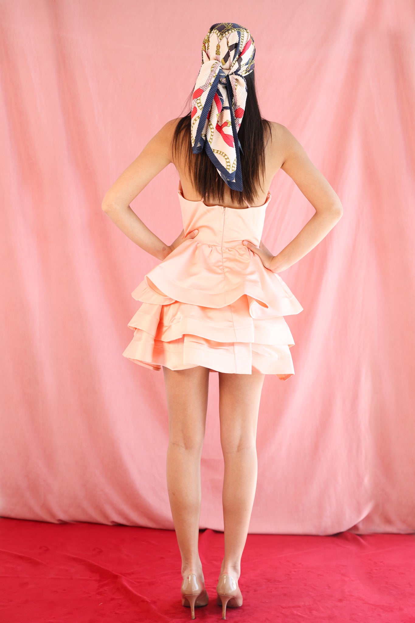 Short puffy dress in Salmon