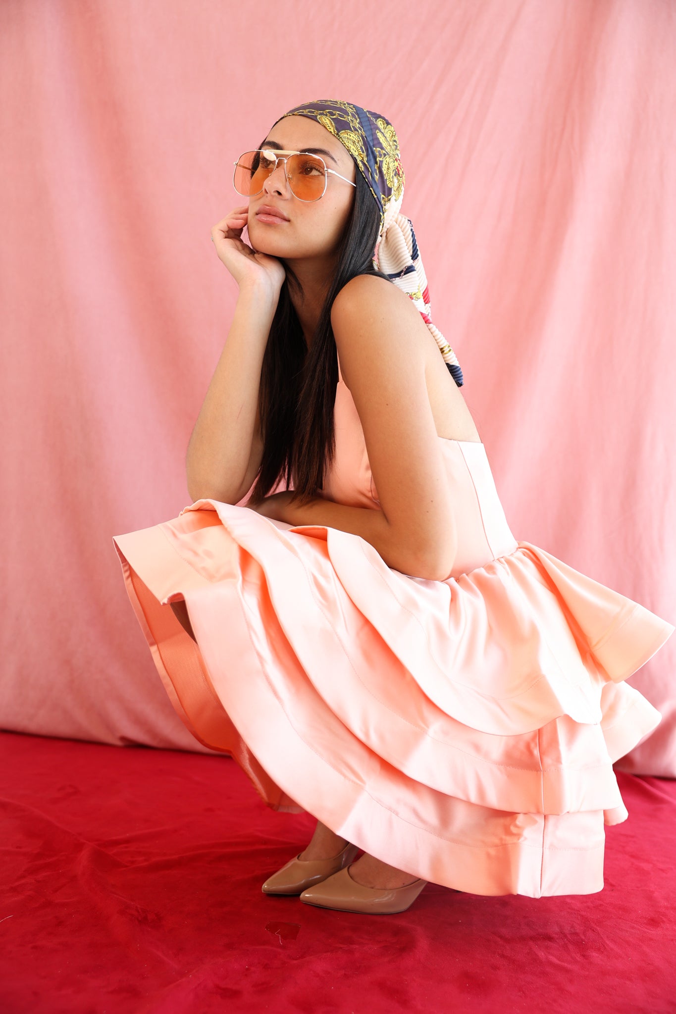 Short puffy dress in Salmon