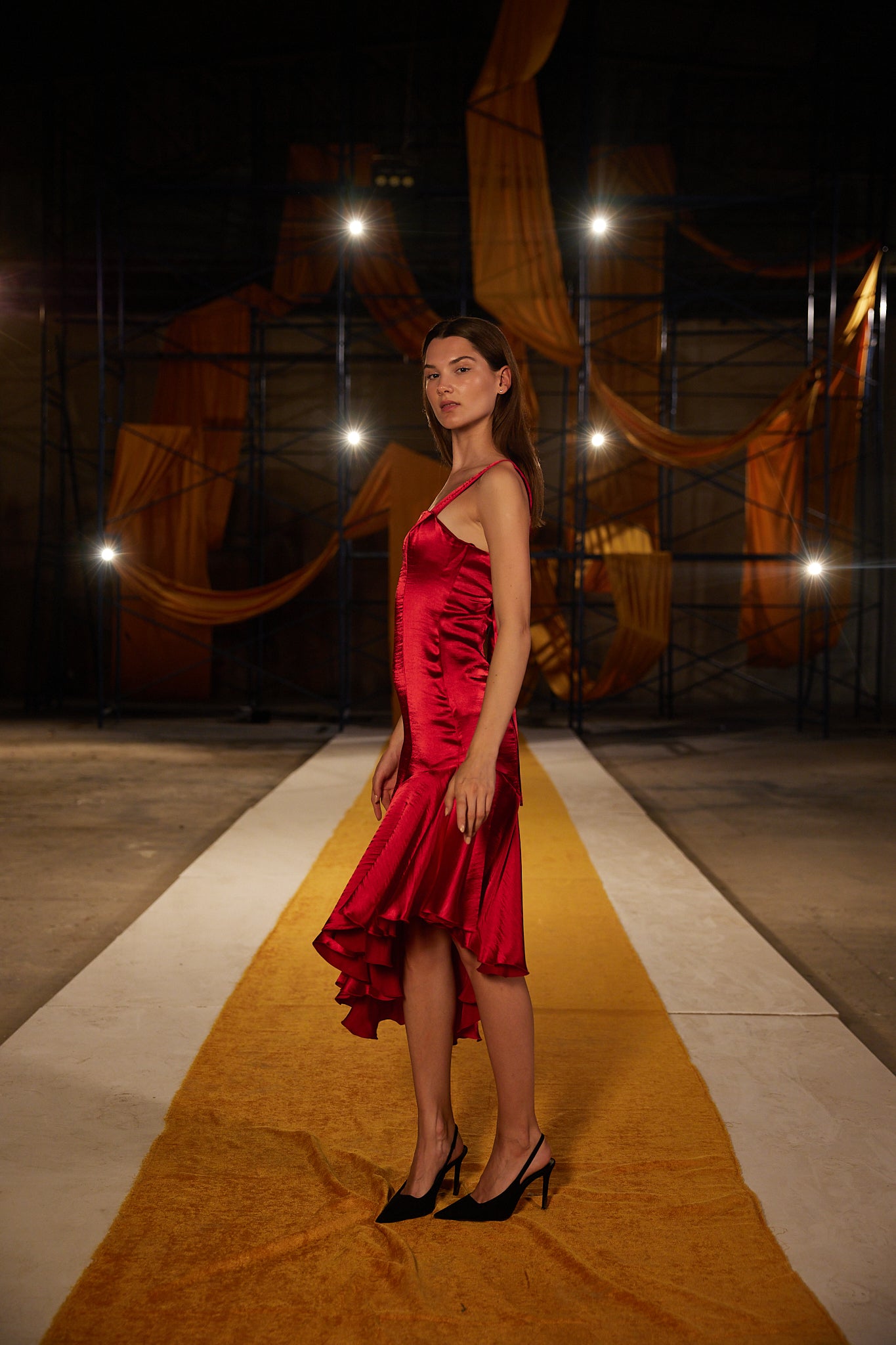 Runway Look 34 in Red