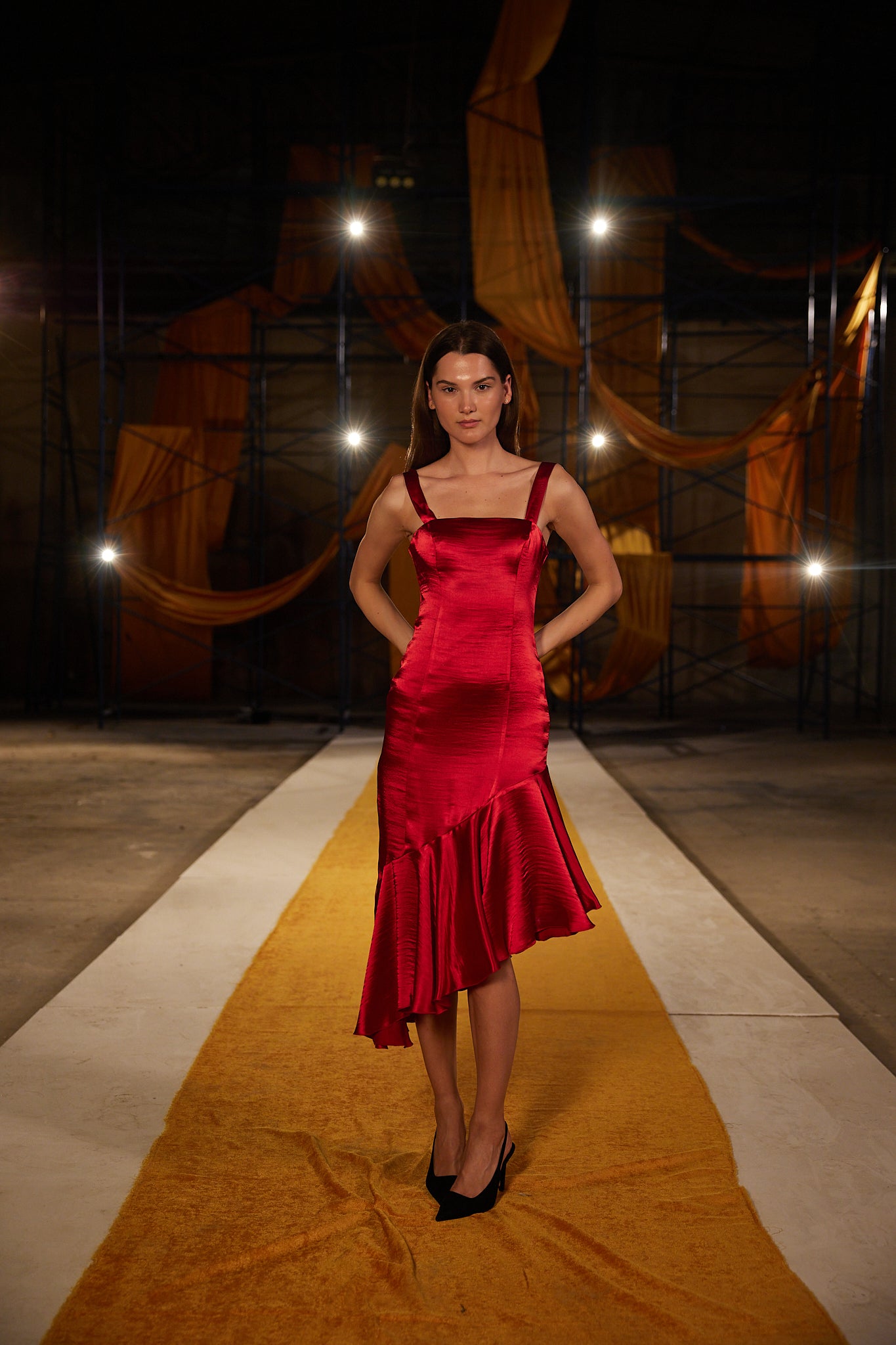 Runway Look 34 in Red