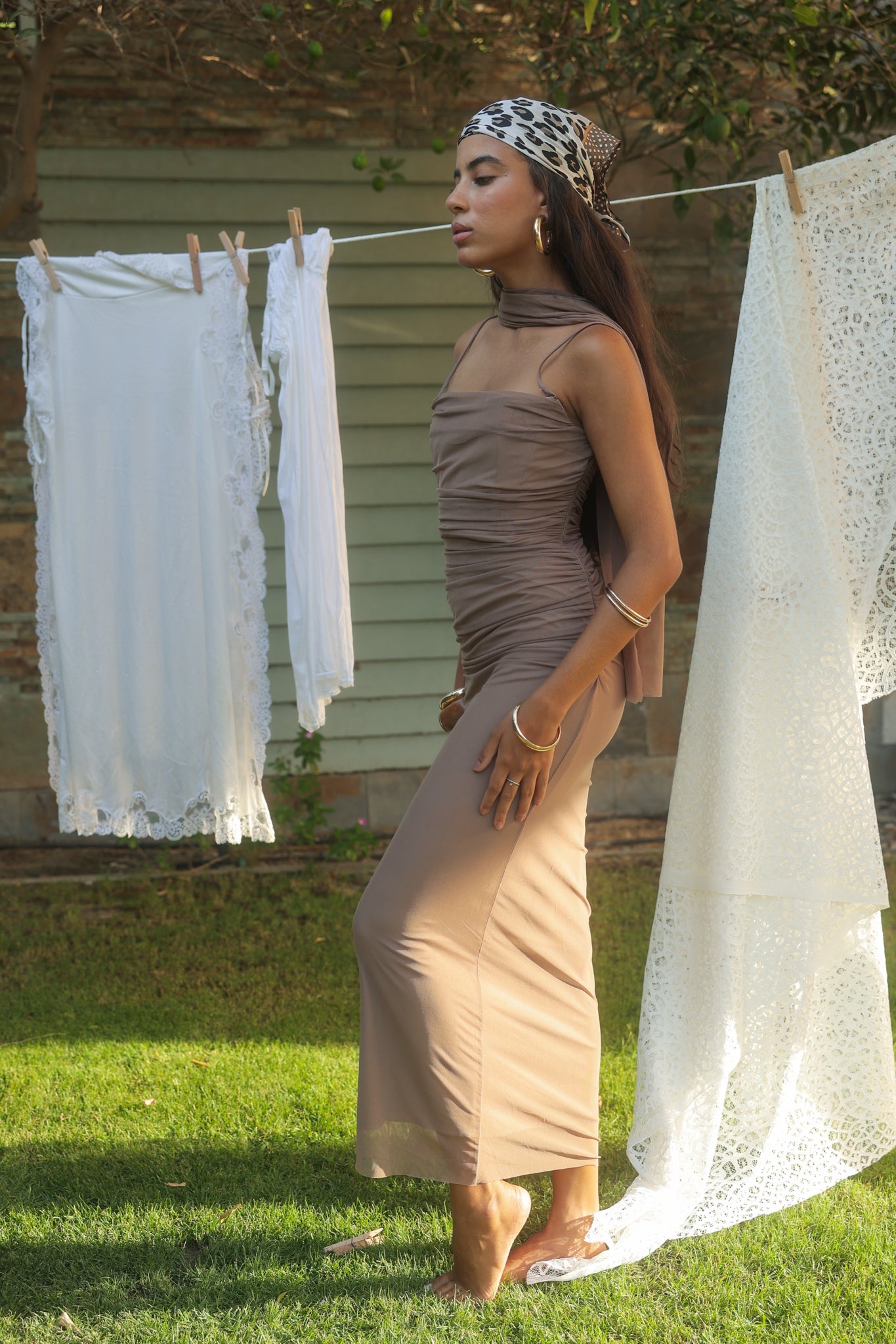 Tulle Dress in Beige