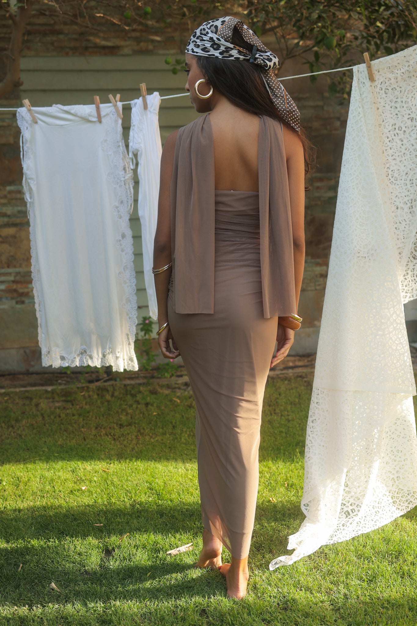 Tulle Dress in Beige