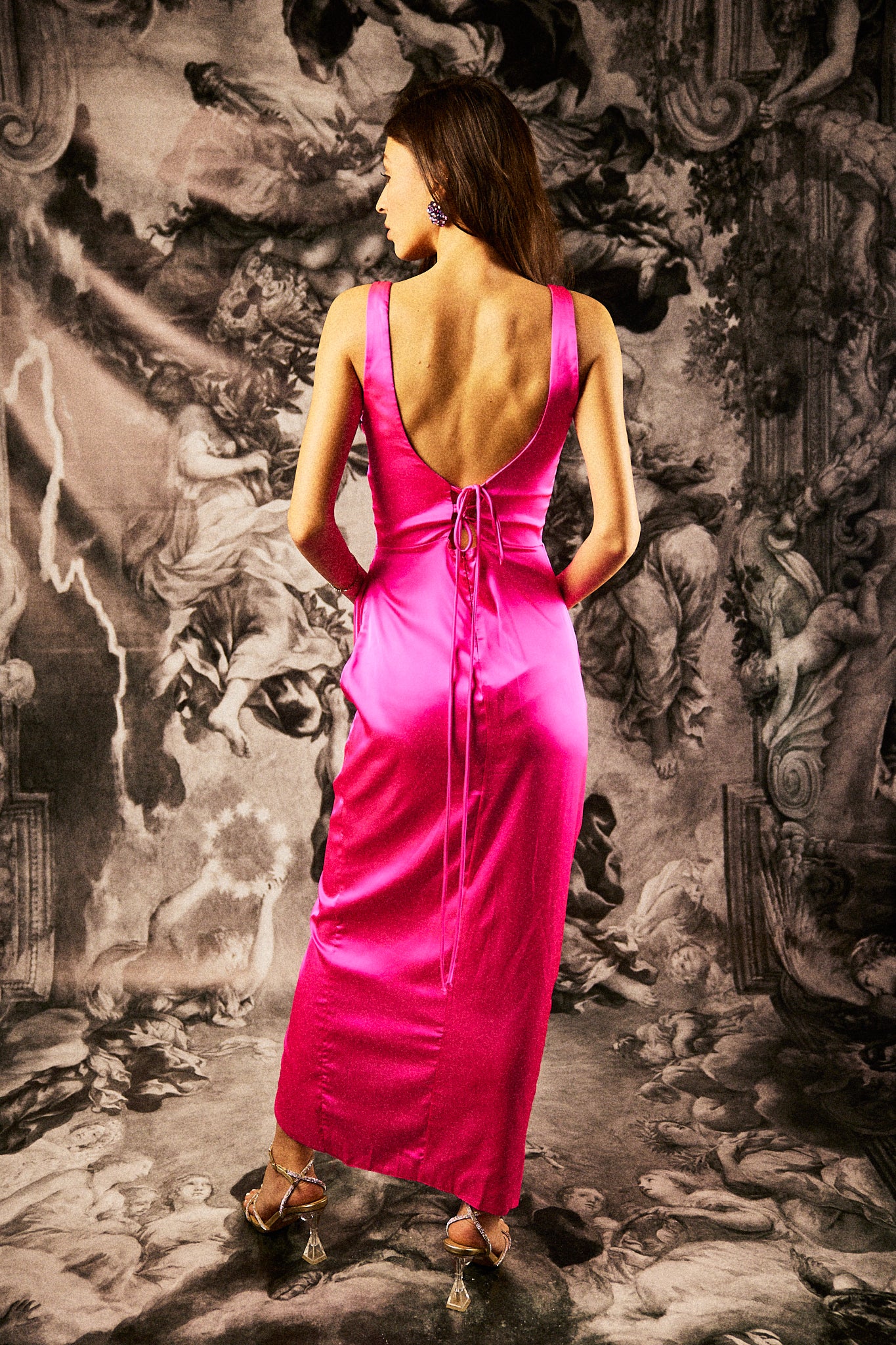 CORSET DRESS IN FUCHSIA