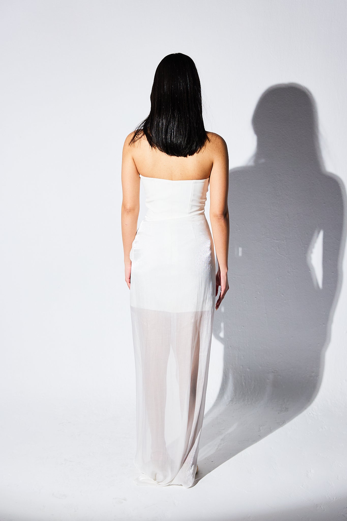 Sleeveless High Low Dress in White