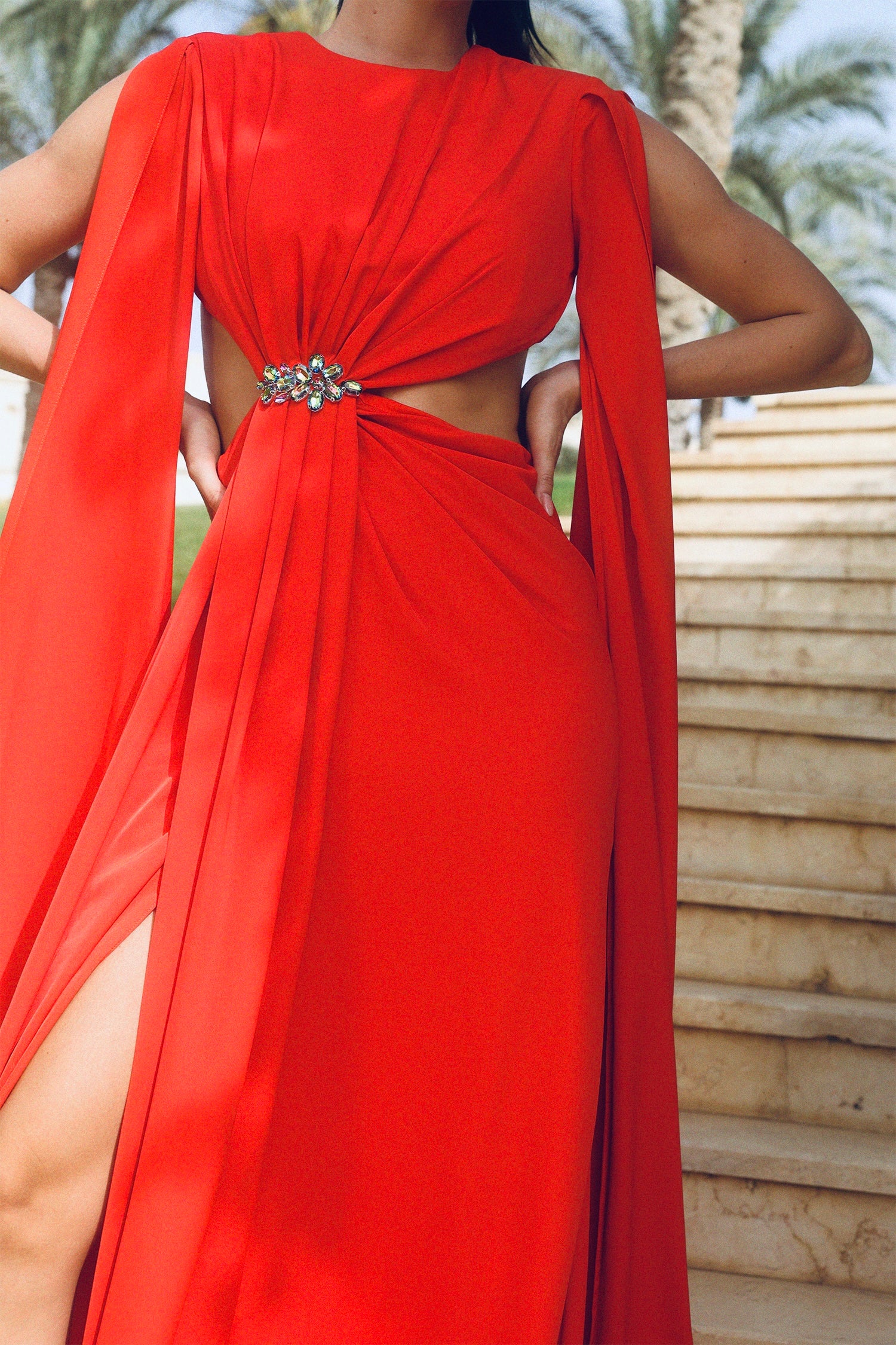 Cutout Dress with Flowy Sleeves
