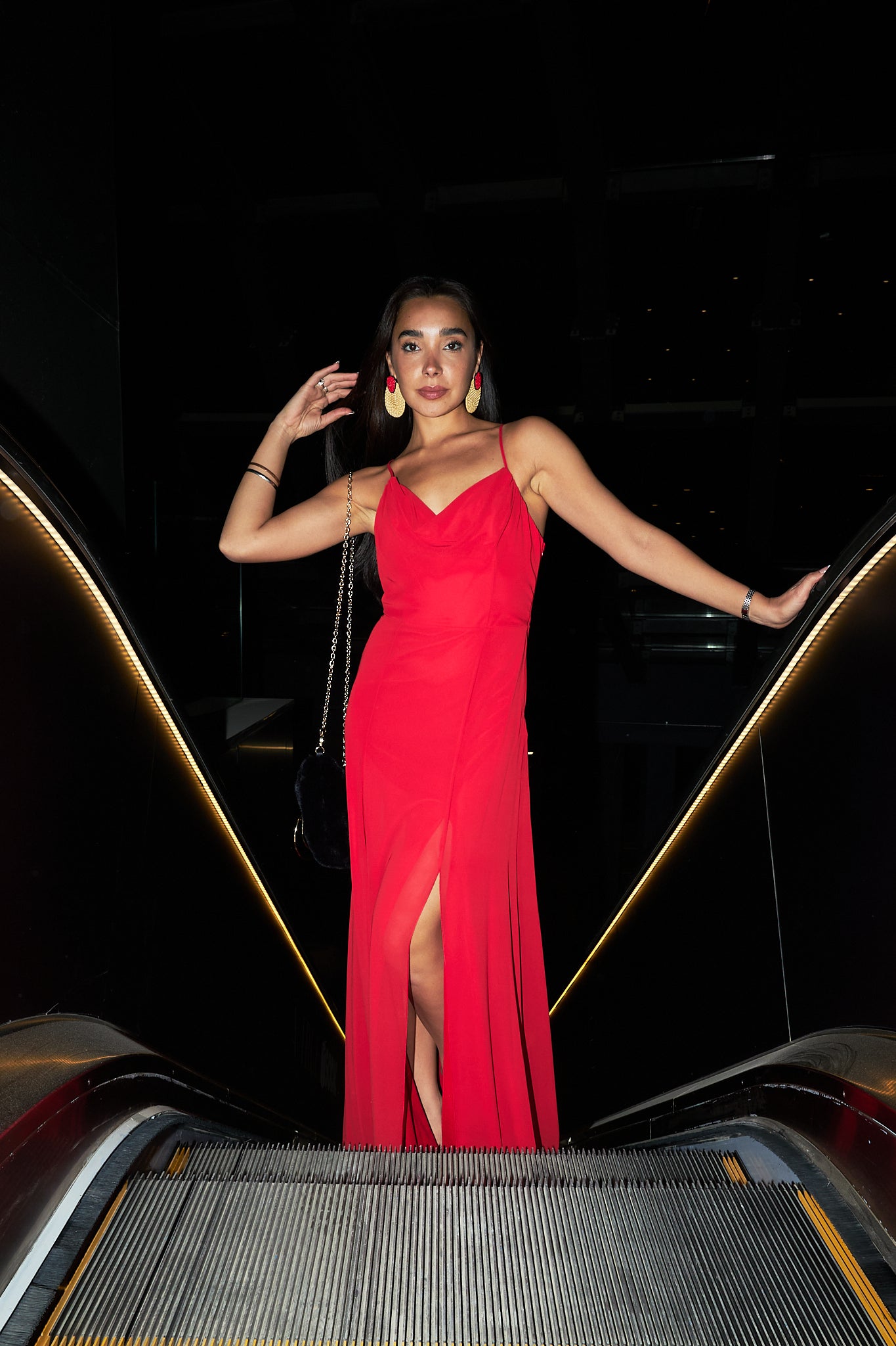 Backless Dress with slit in Red