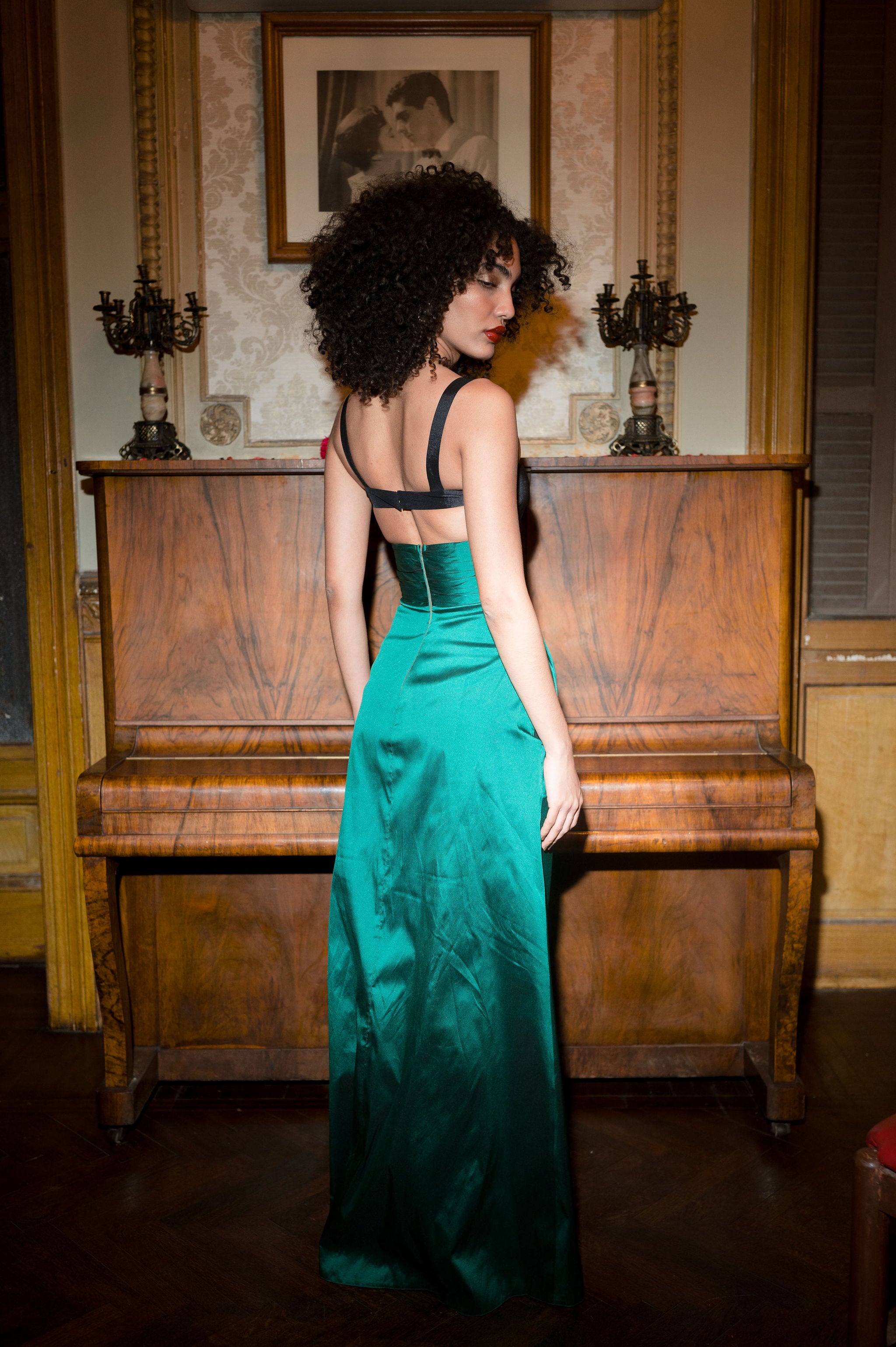 Statement two colored dress in Green