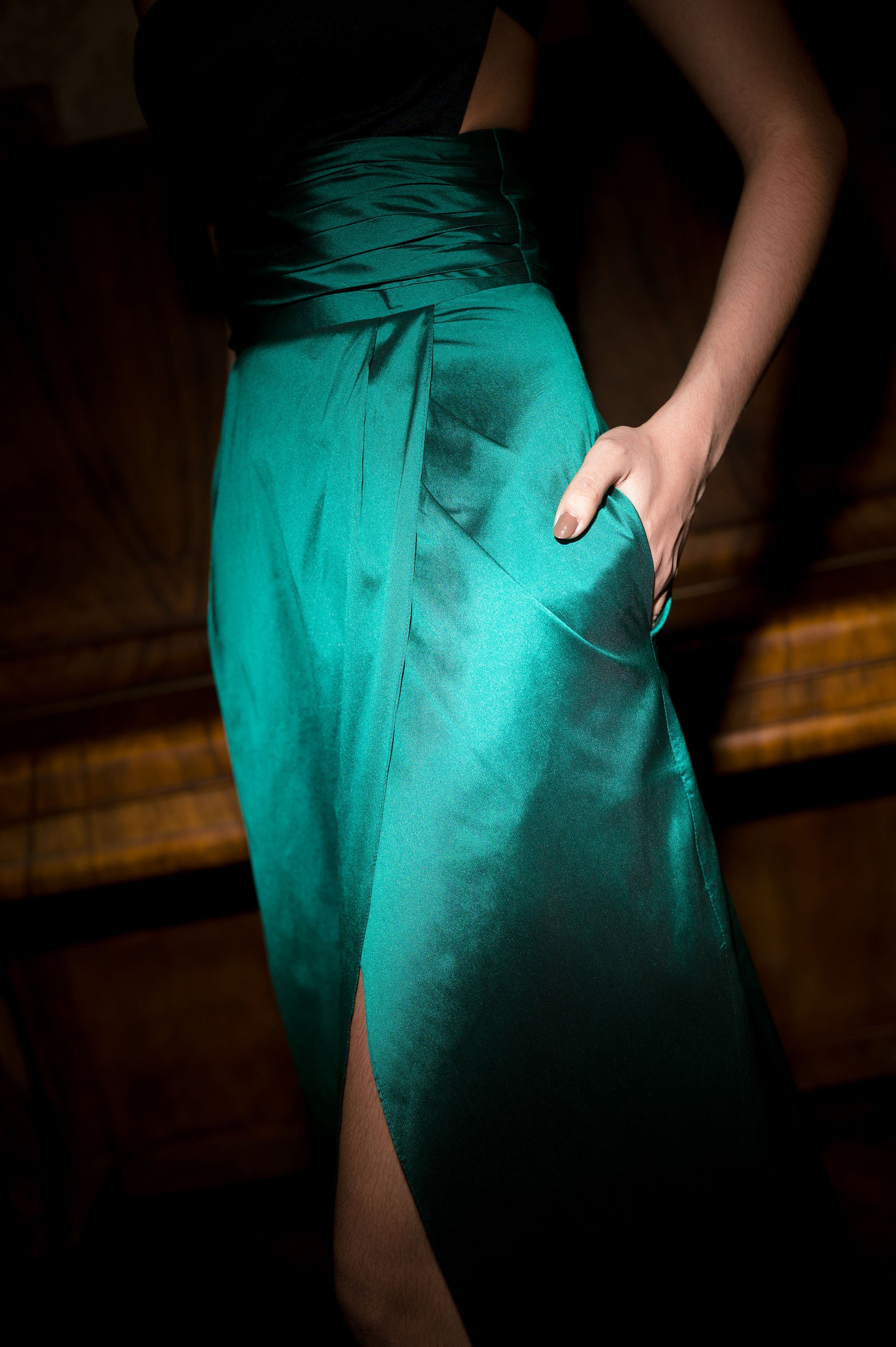 Statement two colored dress in Green
