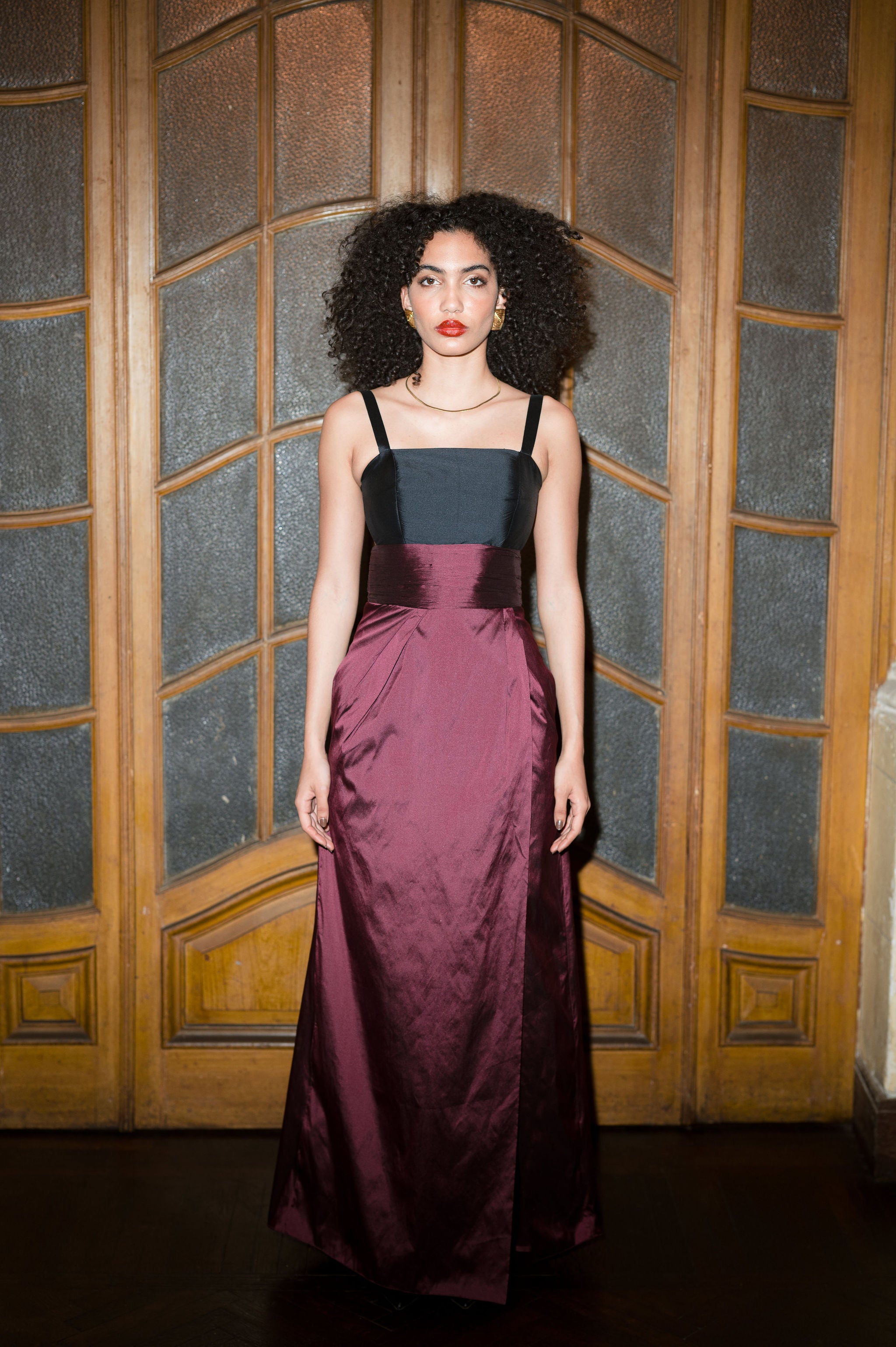 Statement two colored dress in Purple