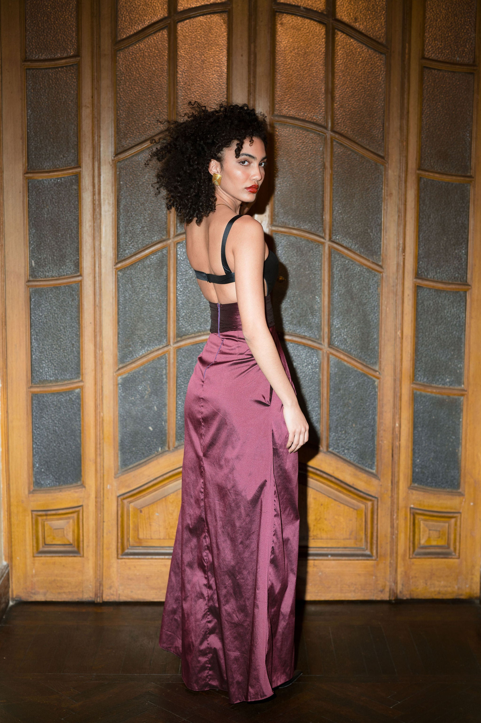 Statement two colored dress in Purple