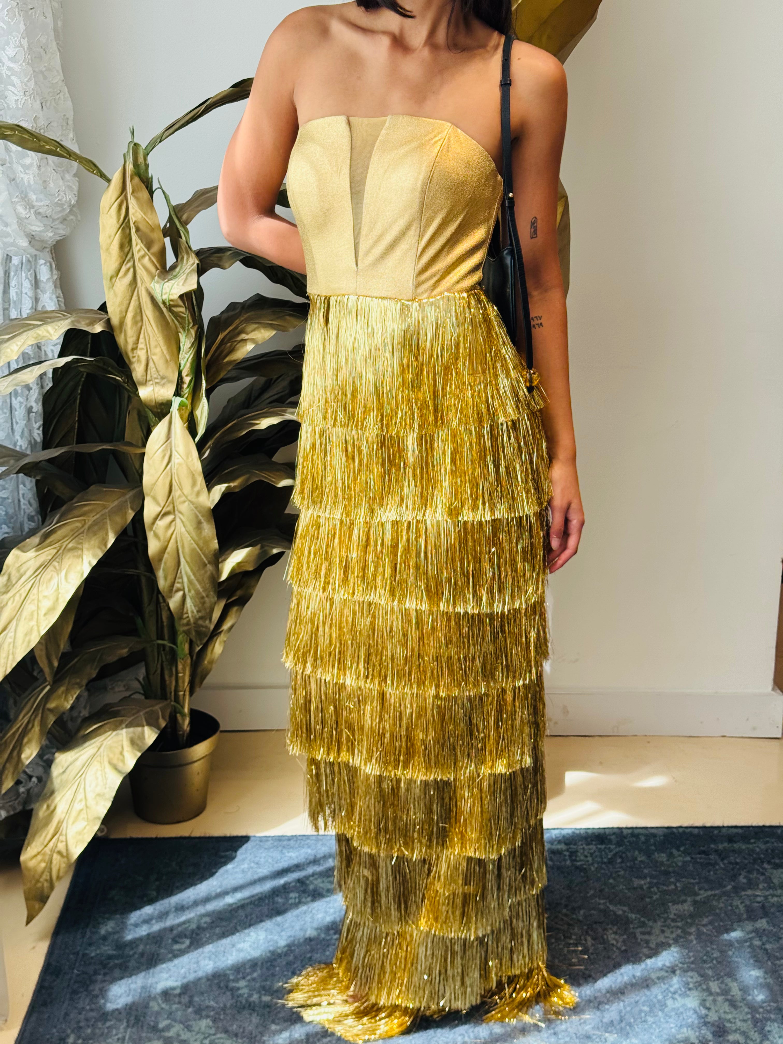 Strapless Shimmery dress in Gold
