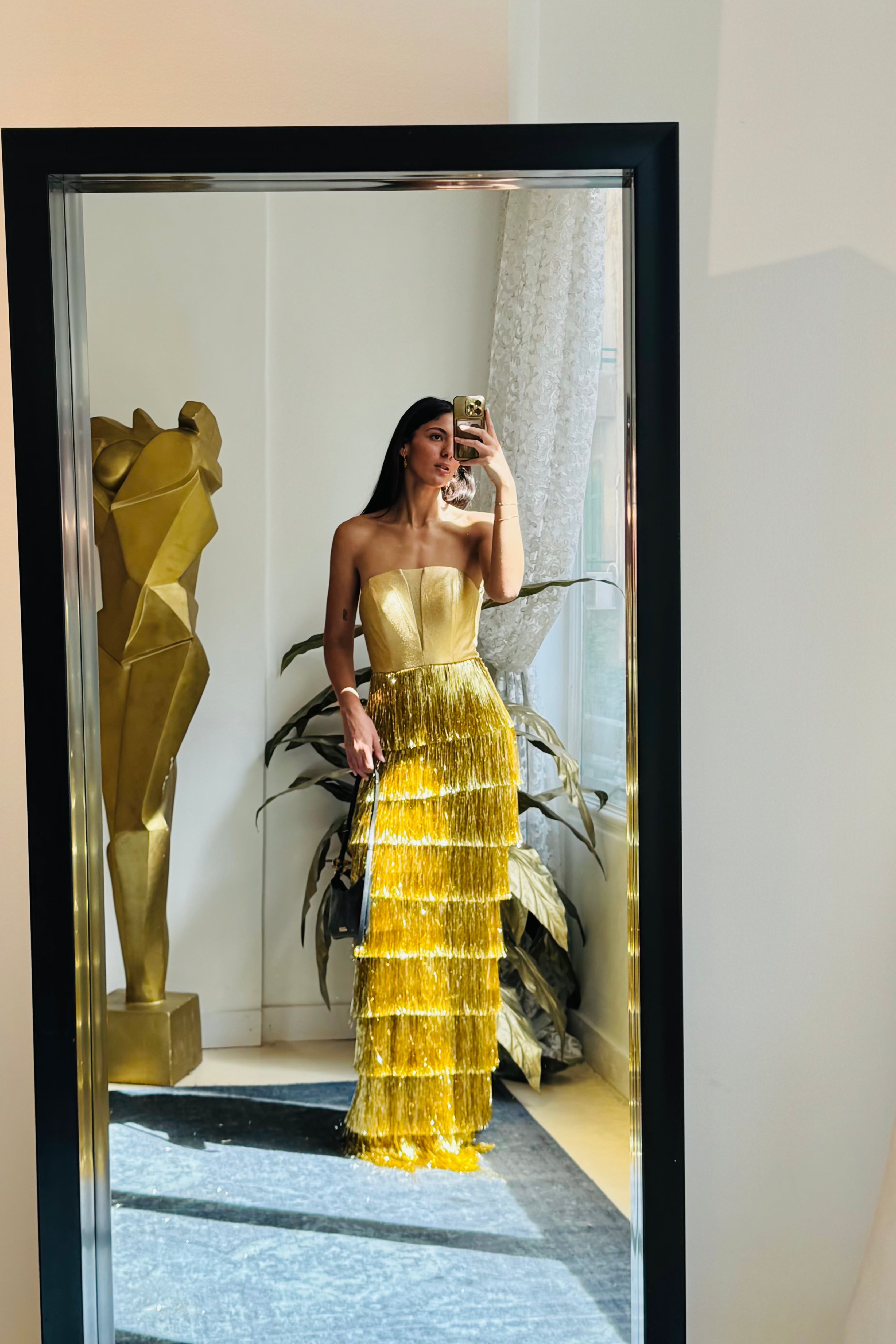 Strapless Shimmery dress in Gold