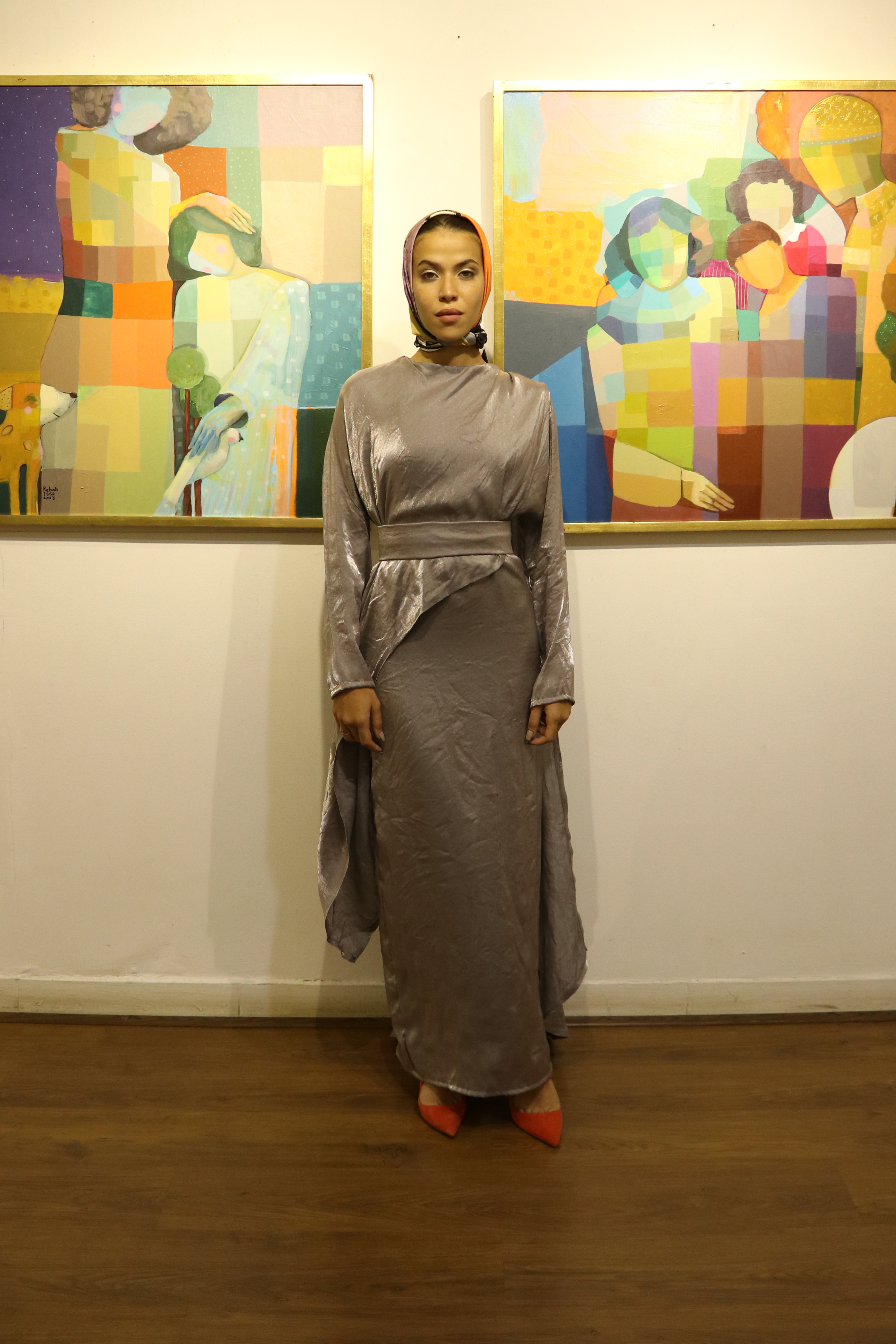 The Cape Dress in Silverish Gray