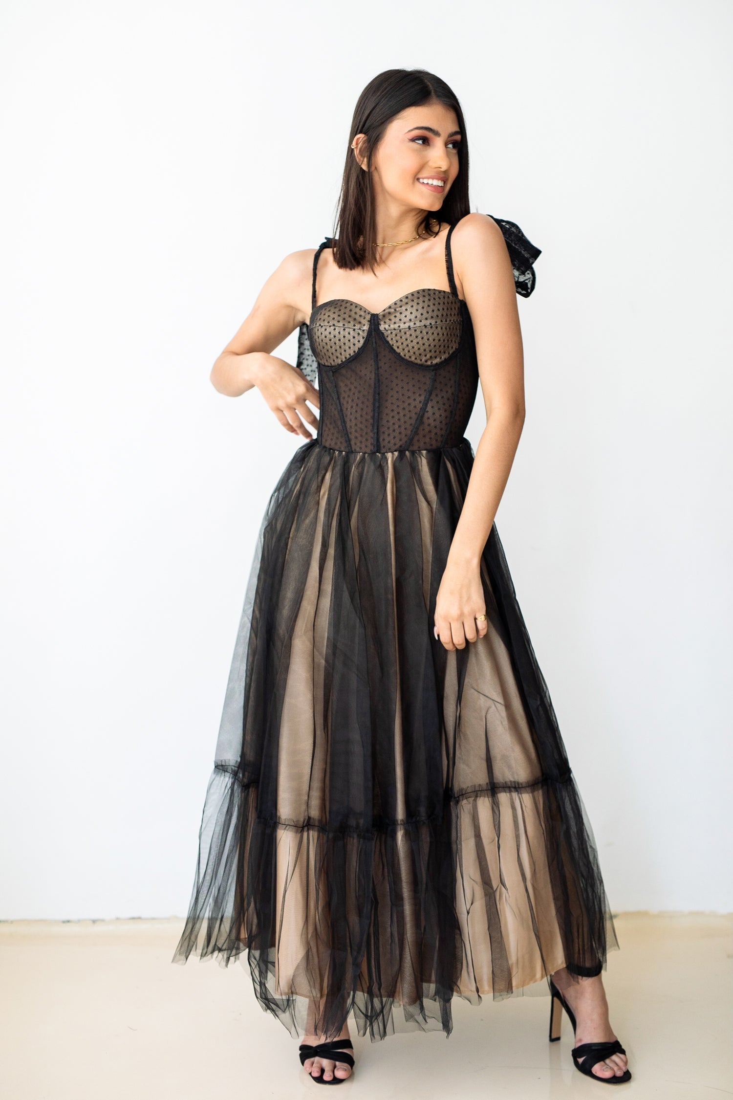 tulle Long dress in Black