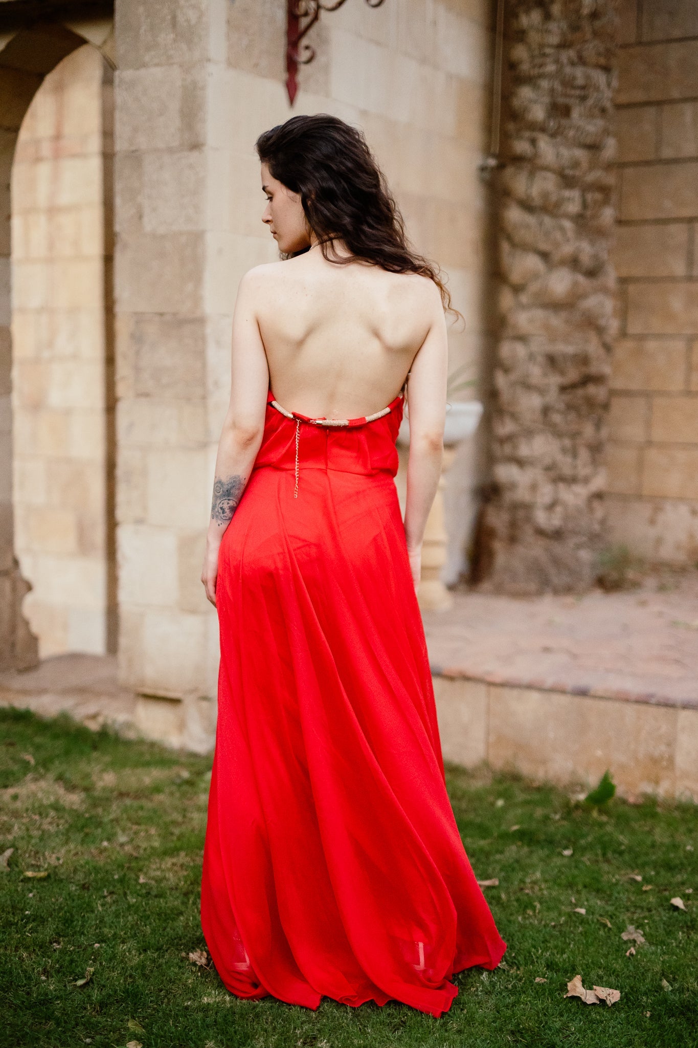 Tulle long dress in Red