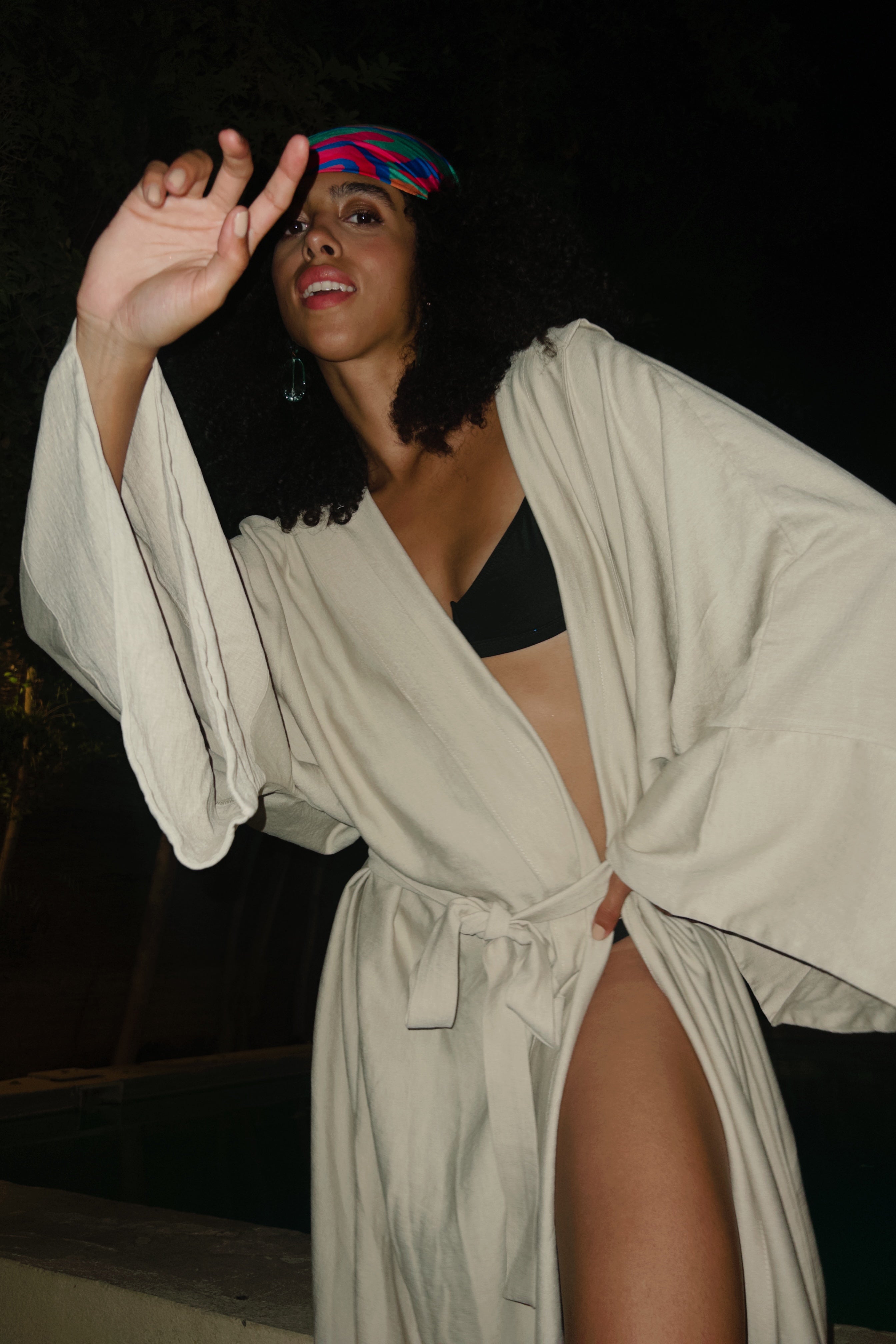 Oversized Linen Kimono in Beige