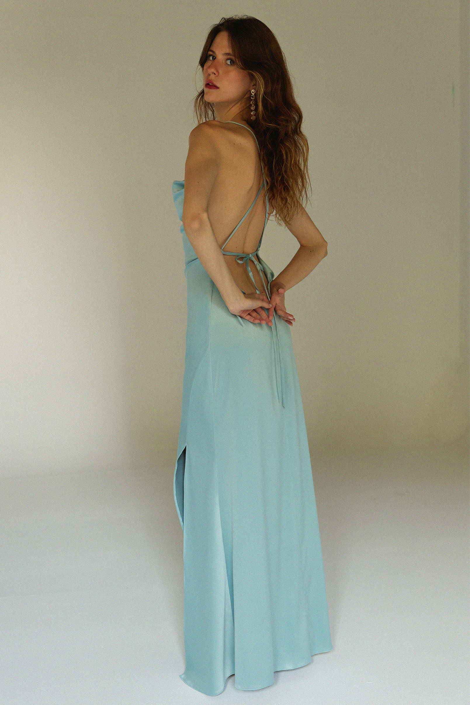 The Backless Satin in Mint
