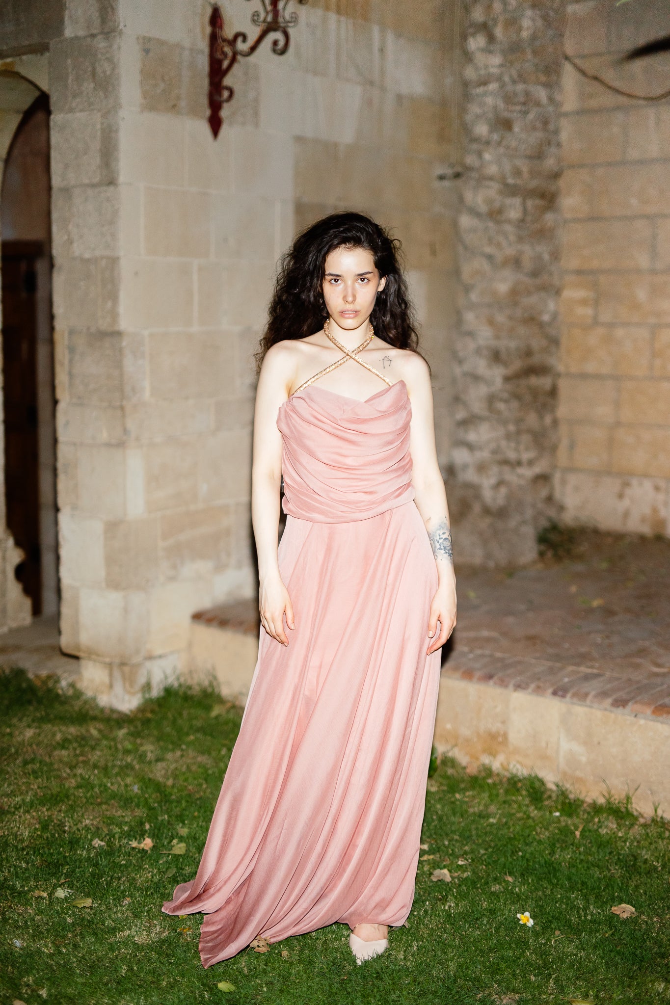 Tulle long dress in Pink