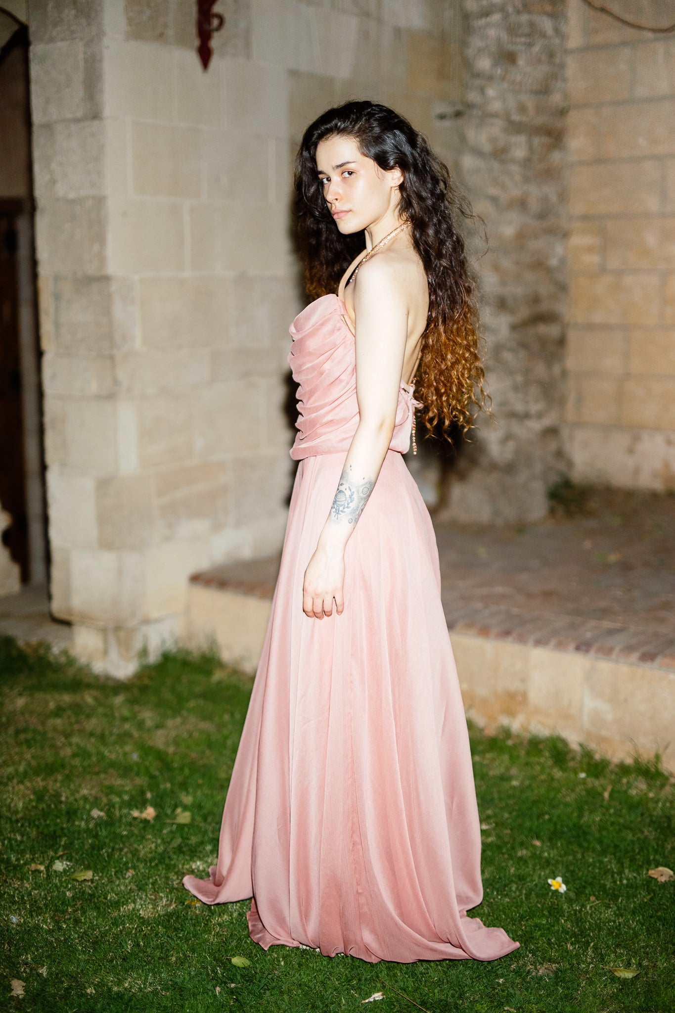 Tulle long dress in Pink