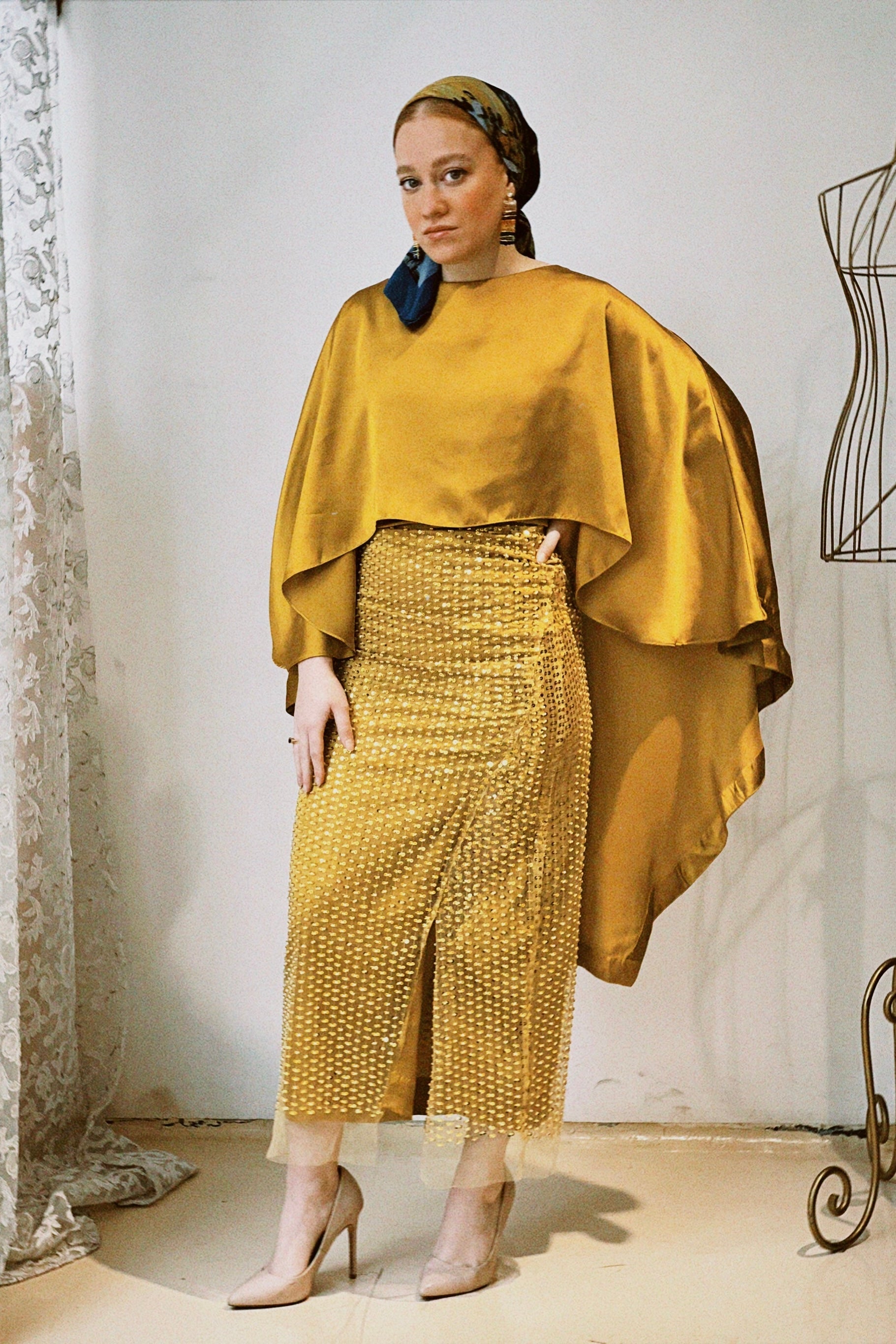 Satin Top with Beaded Skirt