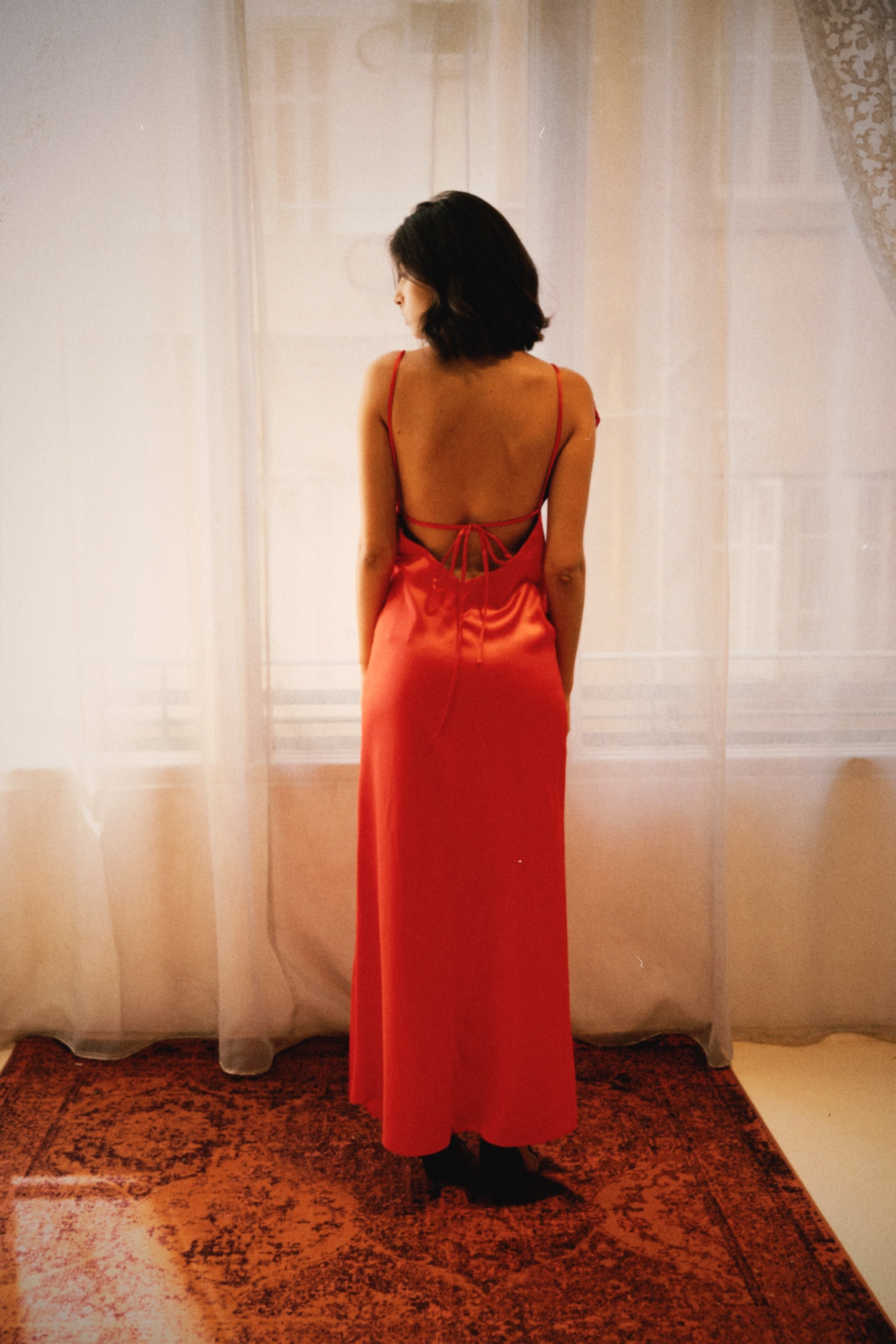 The Backless Satin in Red