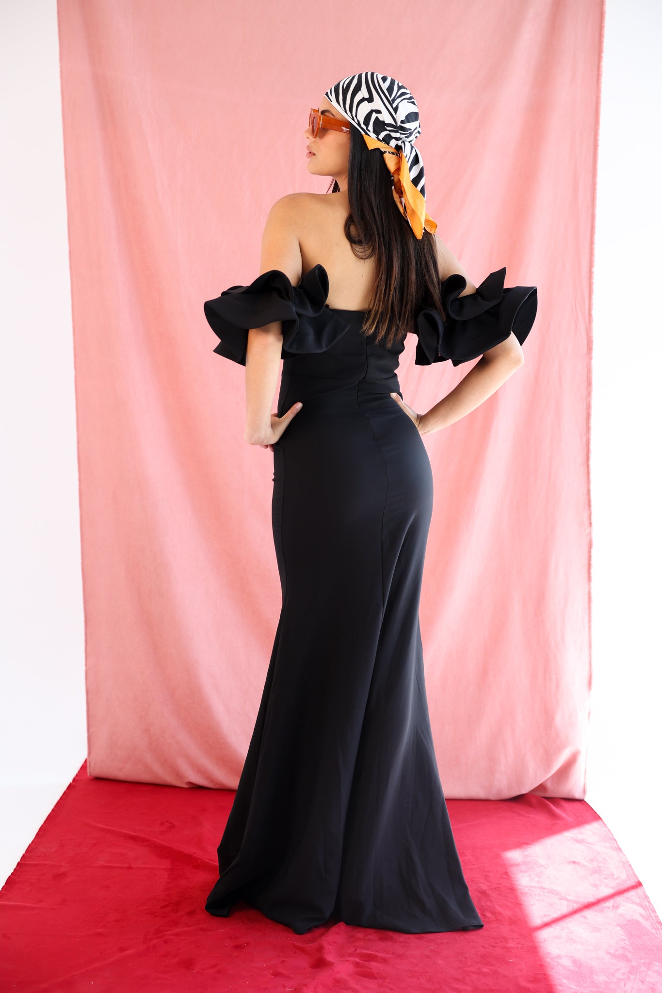 Off Shoulder bow dress in Black