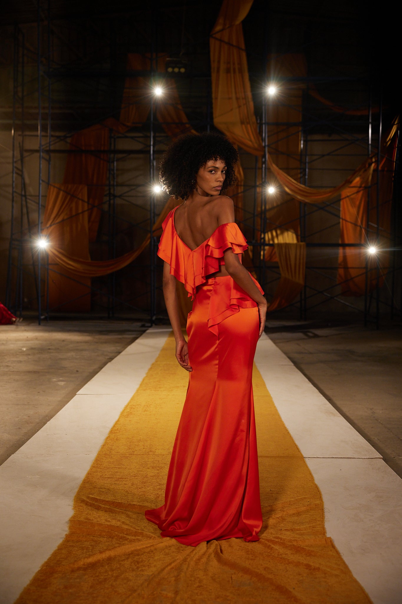 Runway Look 53 in Orange