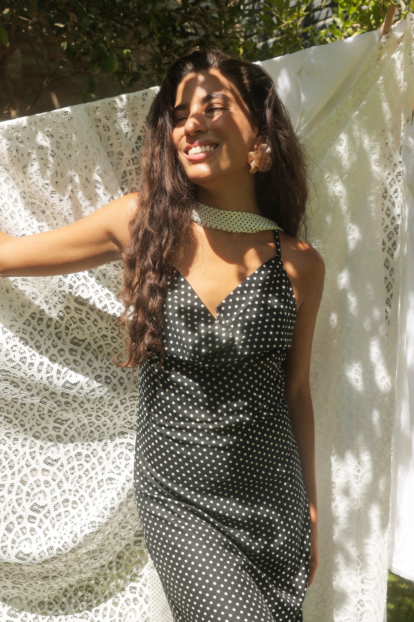 The Backless Satin in Polka Dots