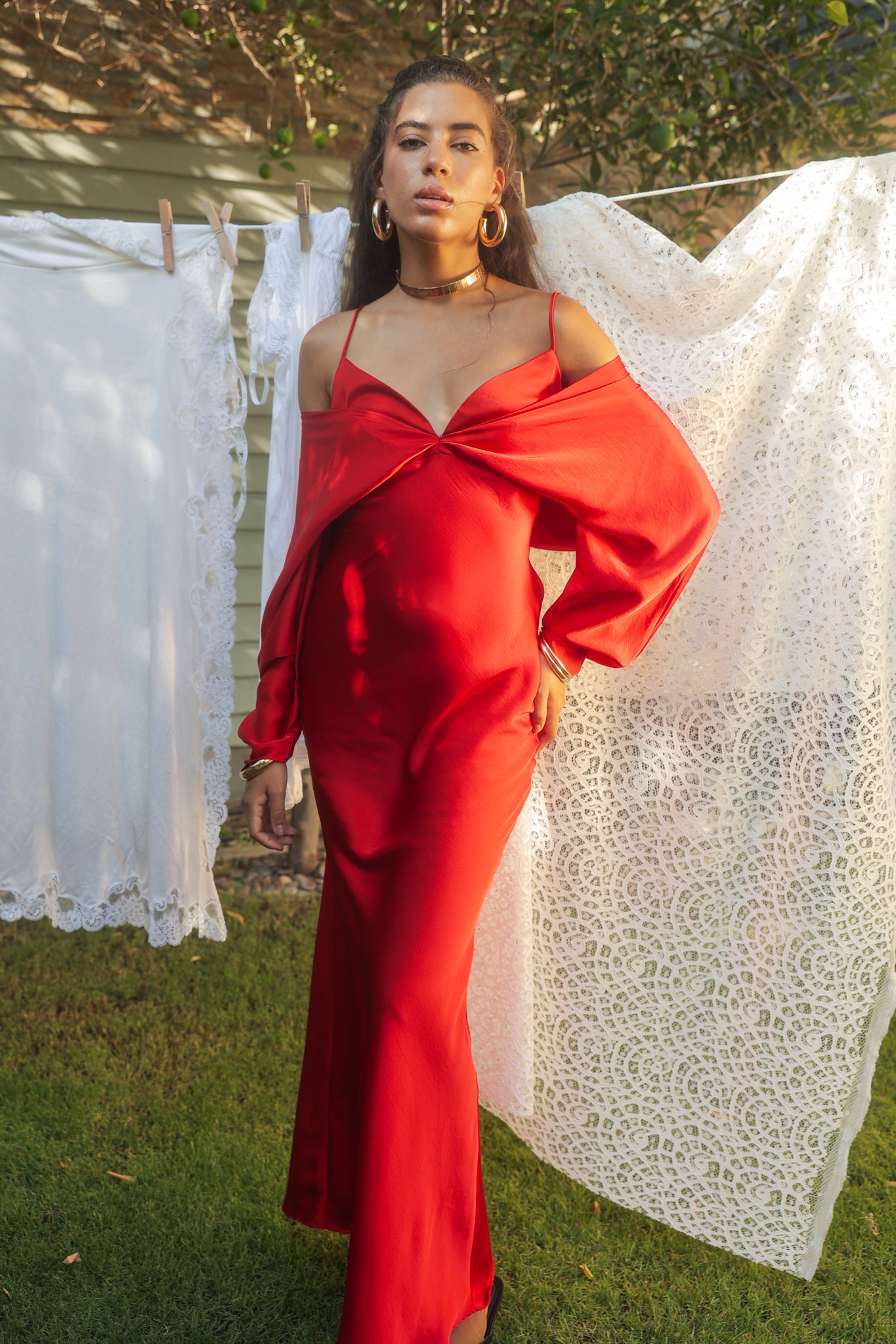 Satin Dress in Red