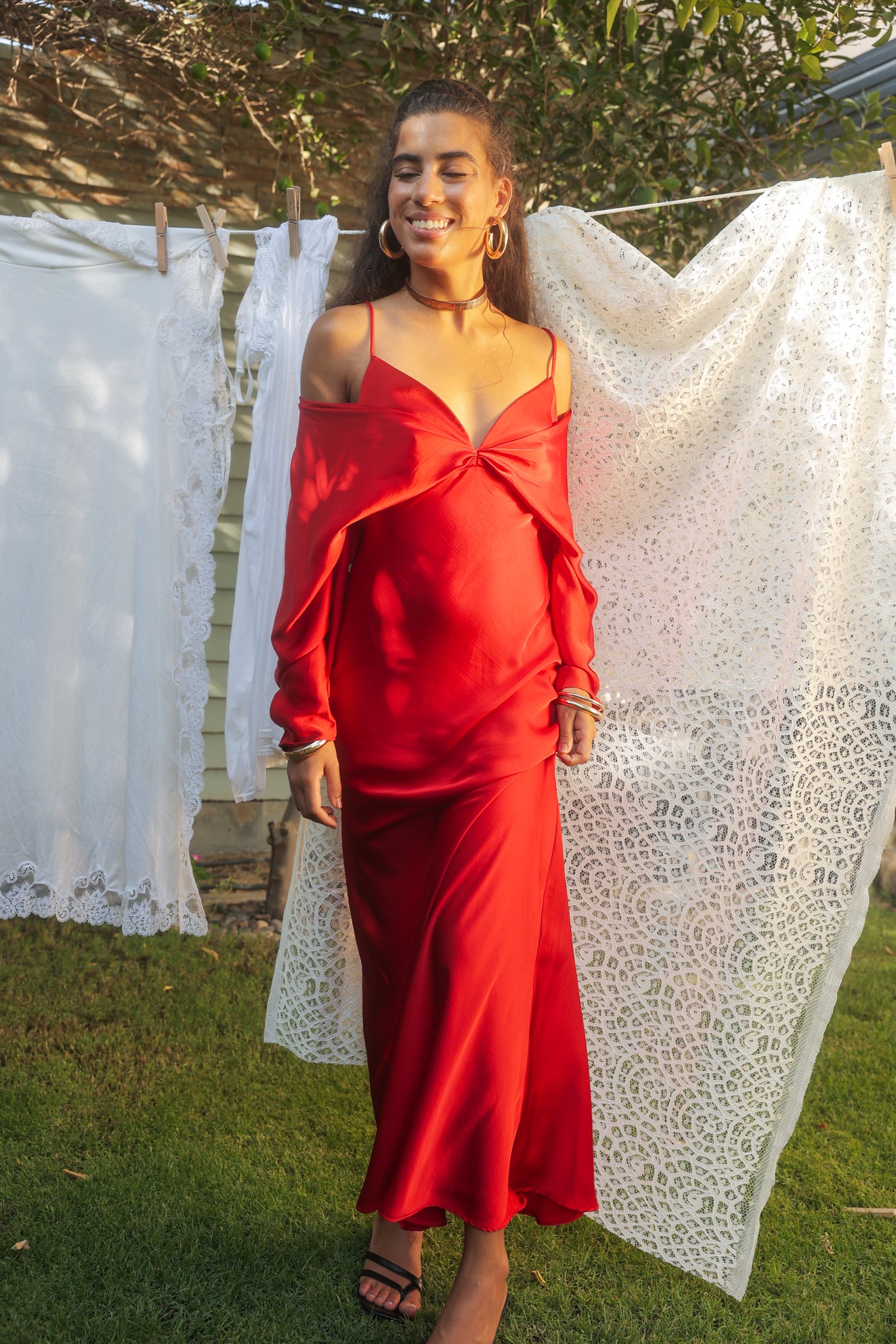 Satin Dress in Red