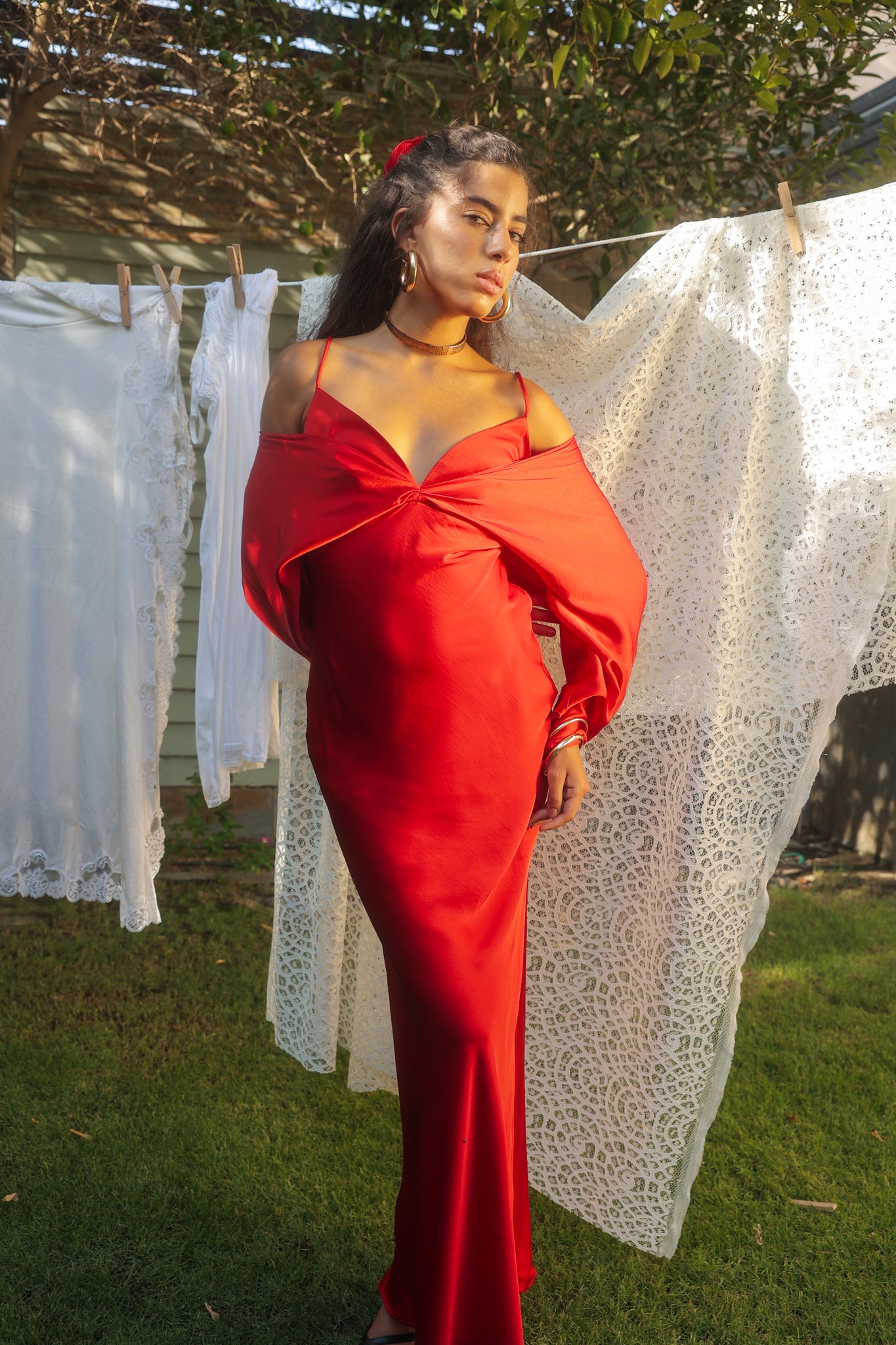 Satin Dress in Red
