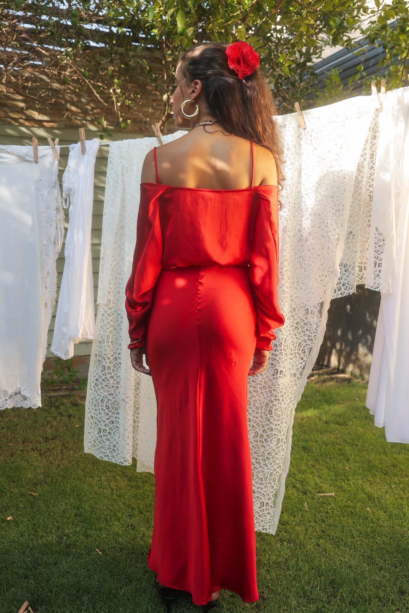 Satin Dress in Red