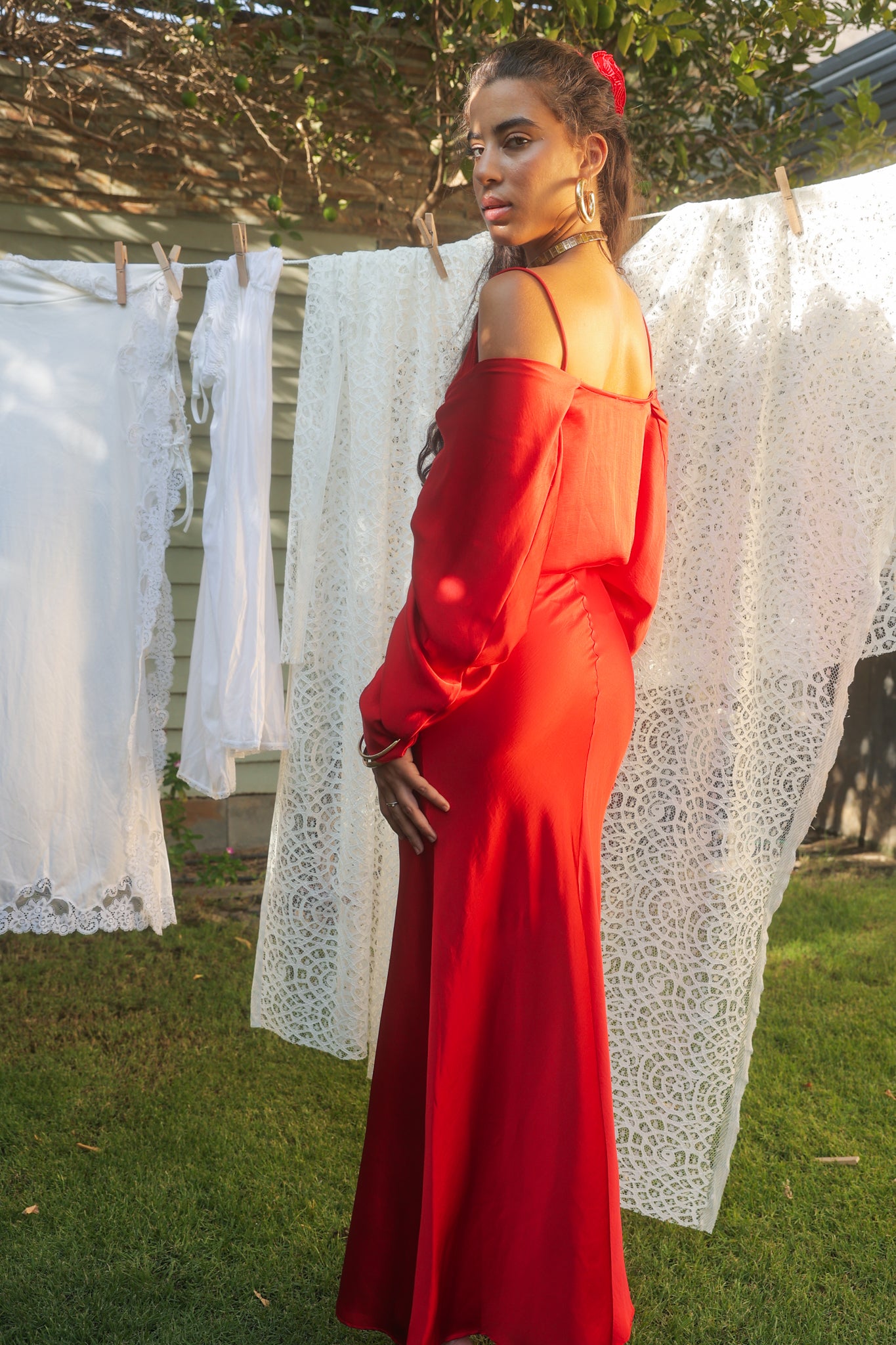 Satin Dress in Red