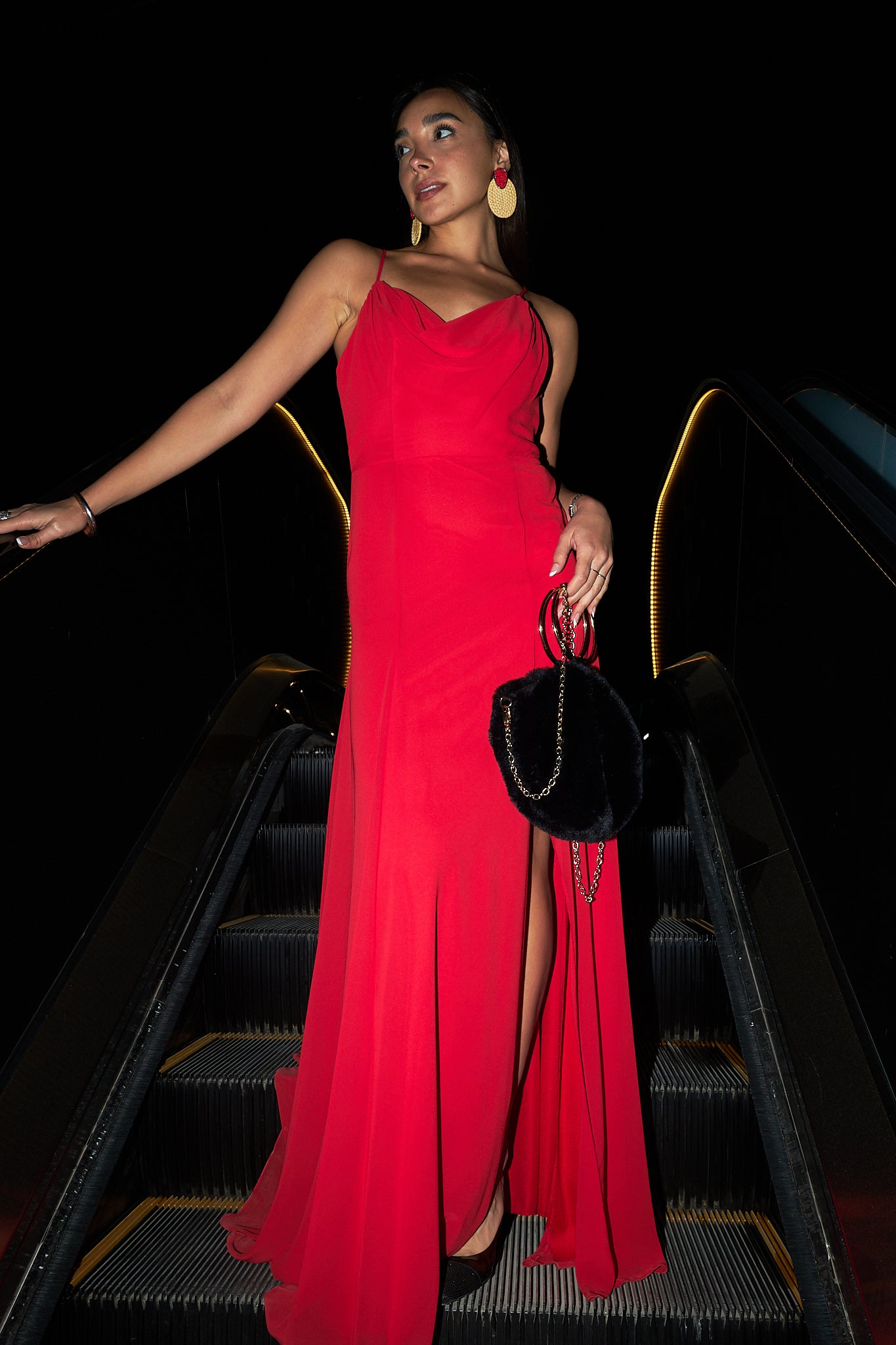 Backless Dress with slit in Red