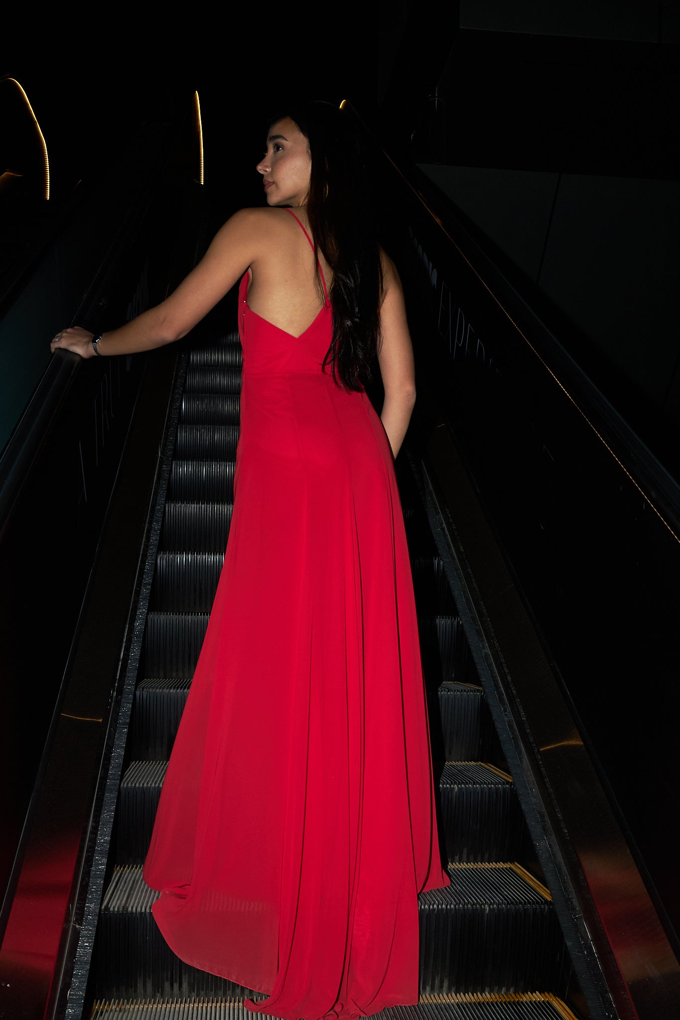 Backless Dress with slit in Red