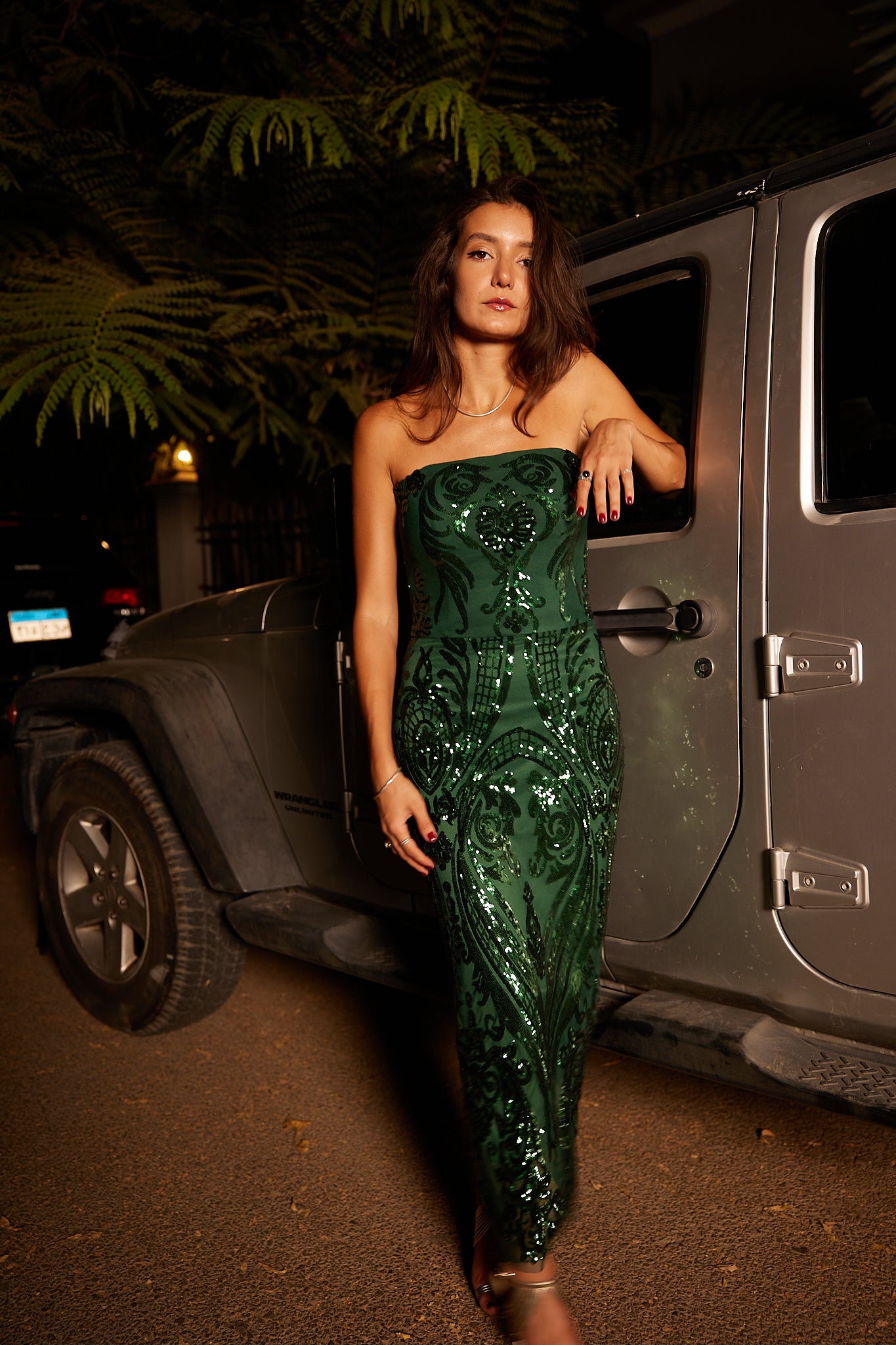 The Bling Bling Tube Dress in Dark Green