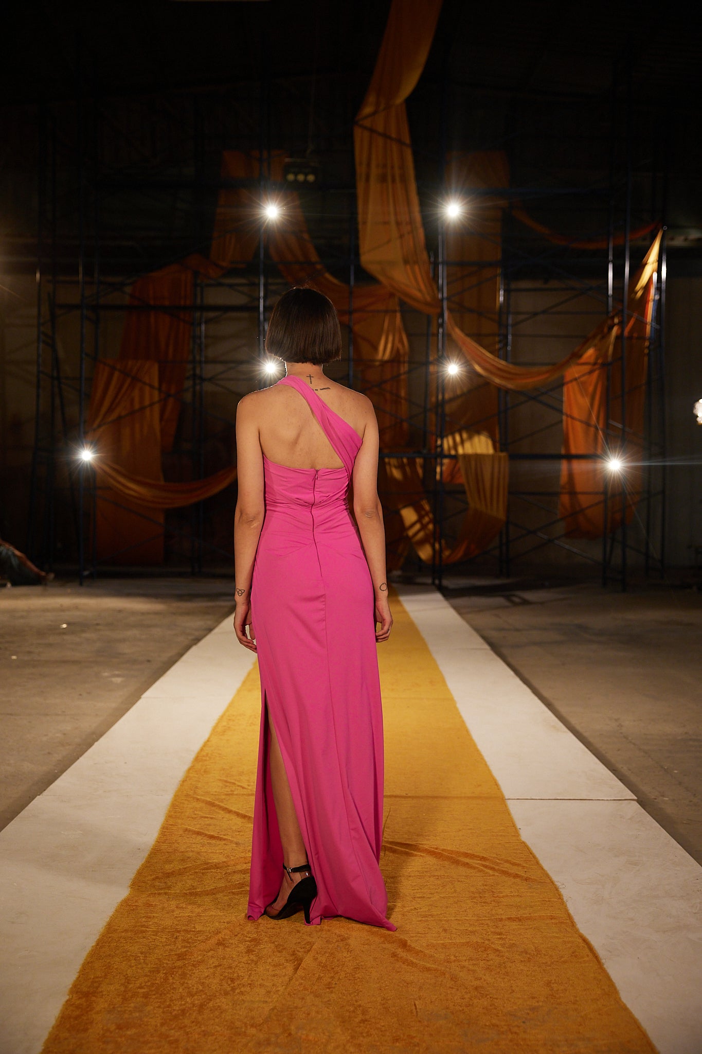 Runway Look 39  in Fuchsia