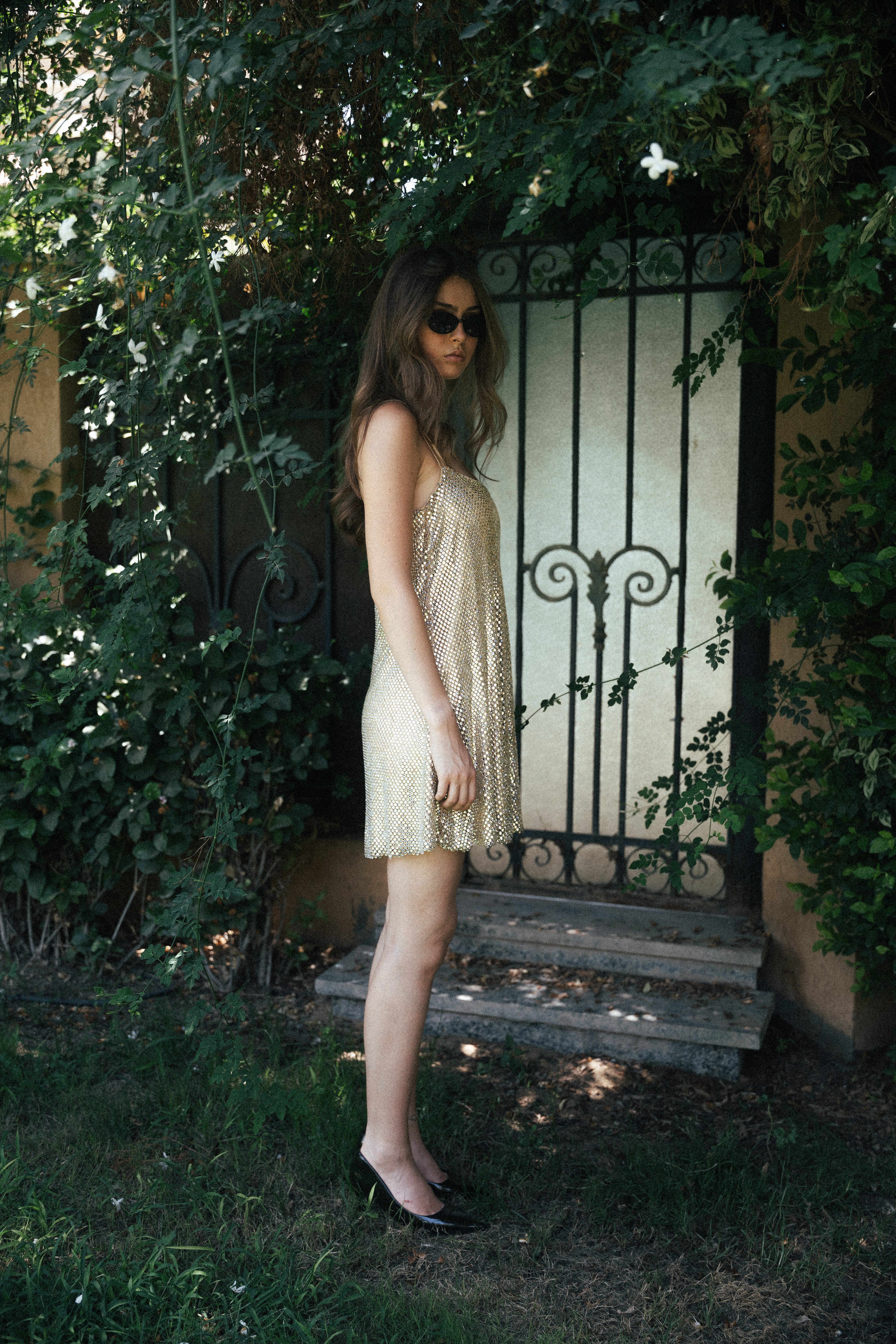 Signature Beaded Nightie in Gold