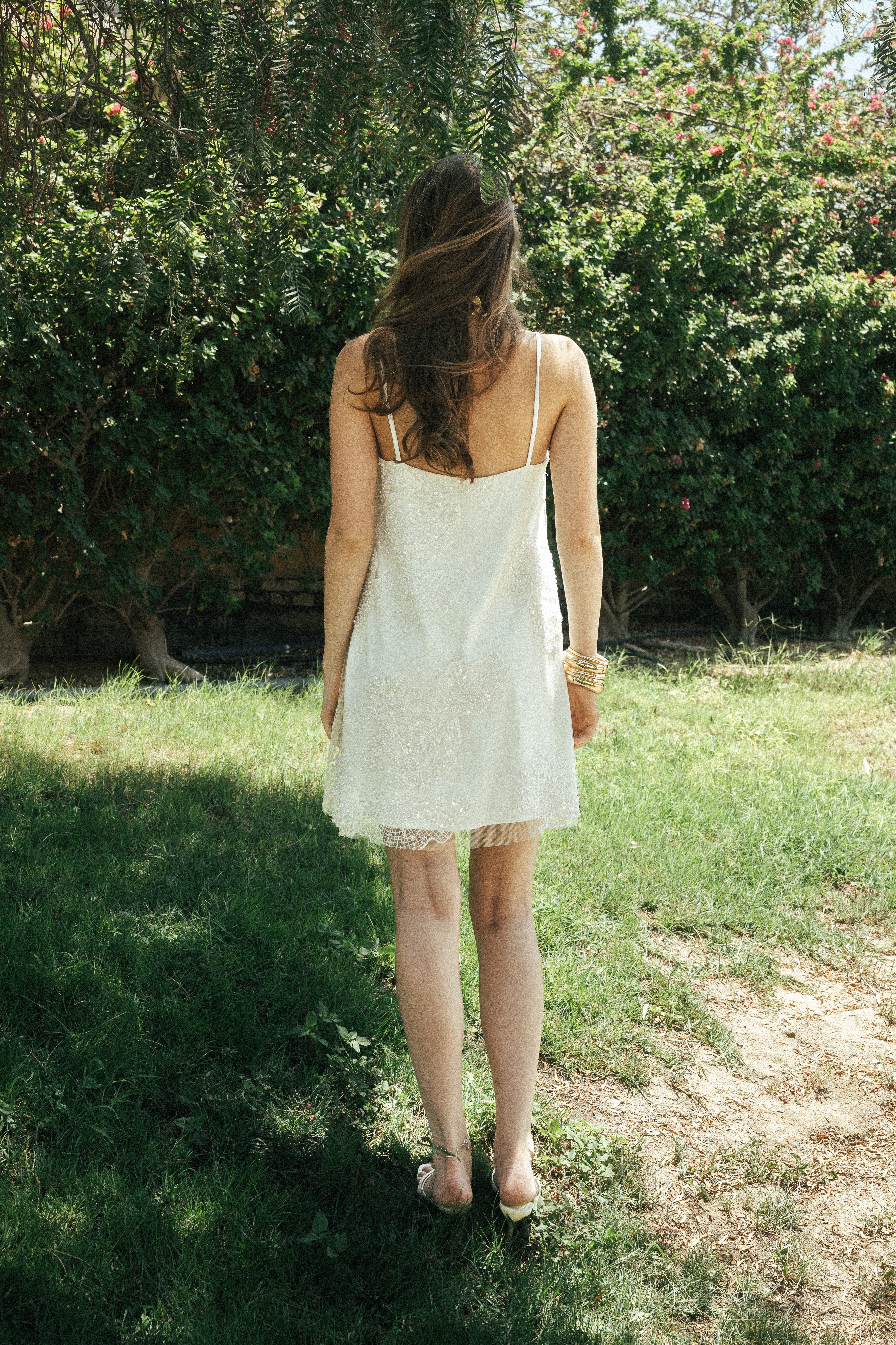 Signature Beaded Nightie in Off White