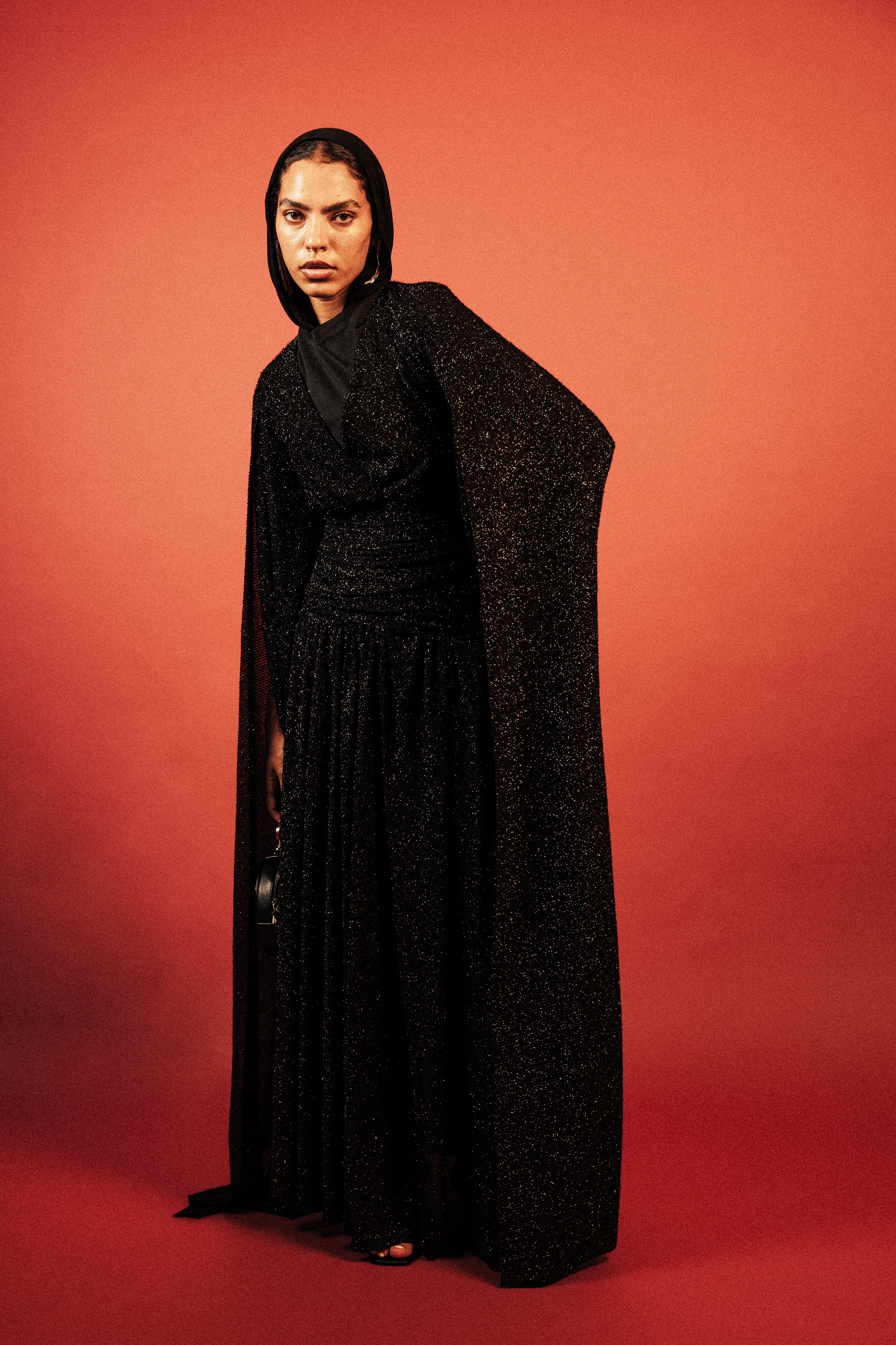 Long Sleeve Shimmery Dress in Black