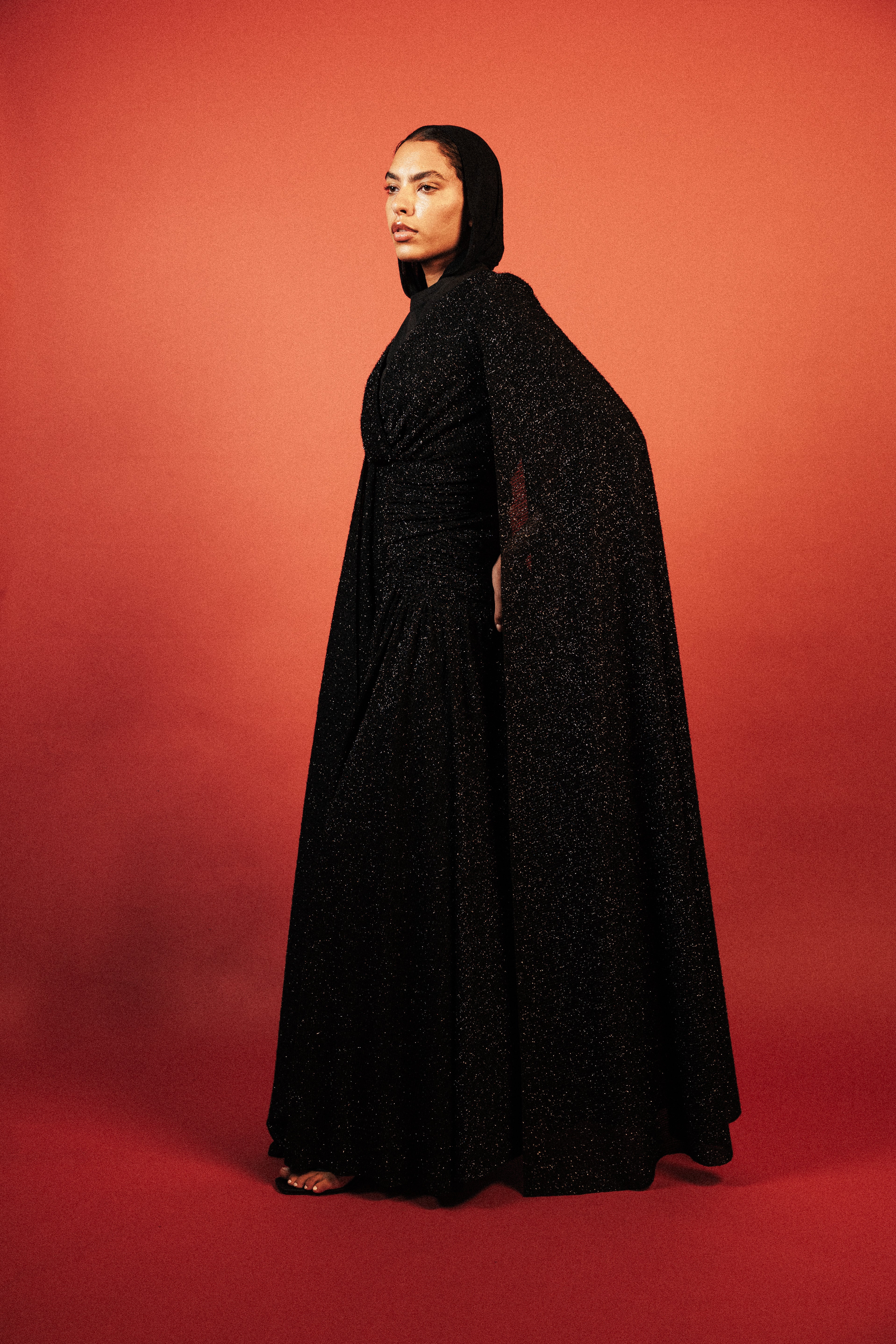 Long Sleeve Shimmery Dress in Black