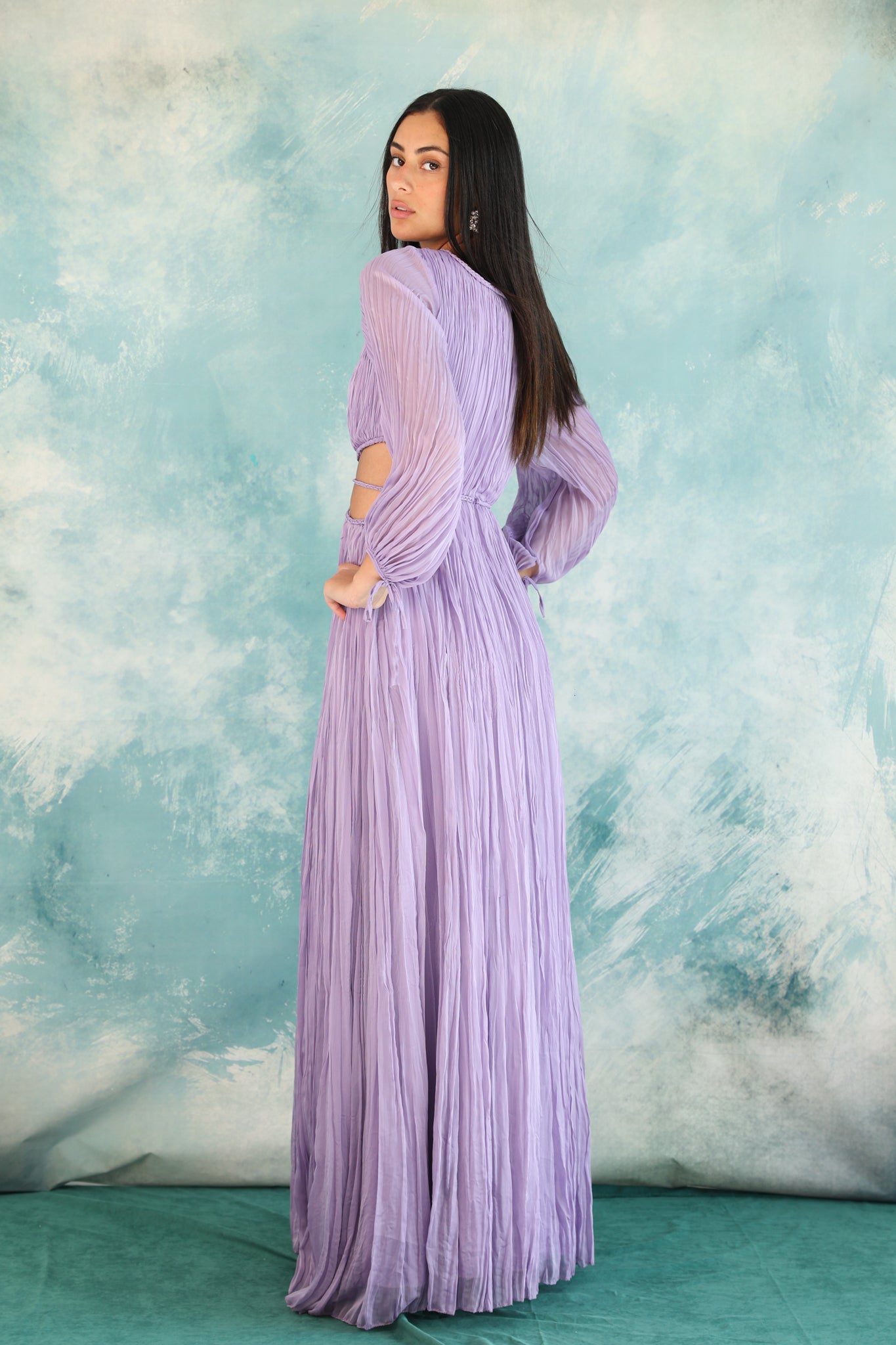 Long sleeve cut out dress in Lilac