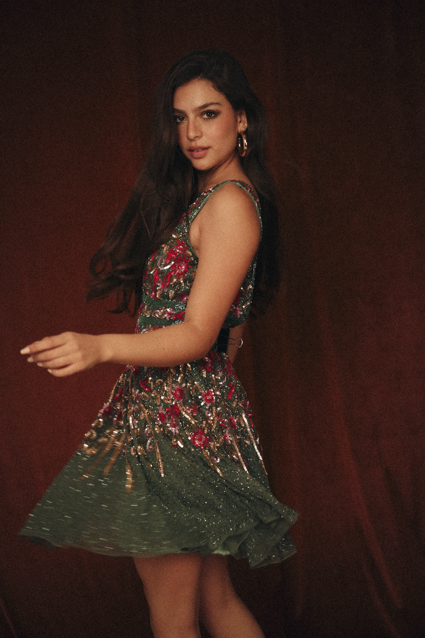 Short beaded Garden Dress in Green