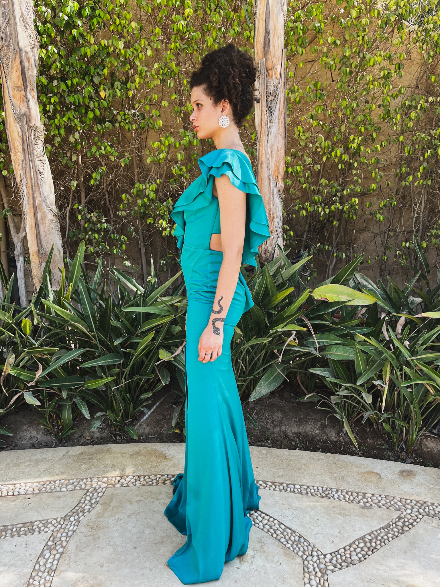 Runway Look 53 in Teal