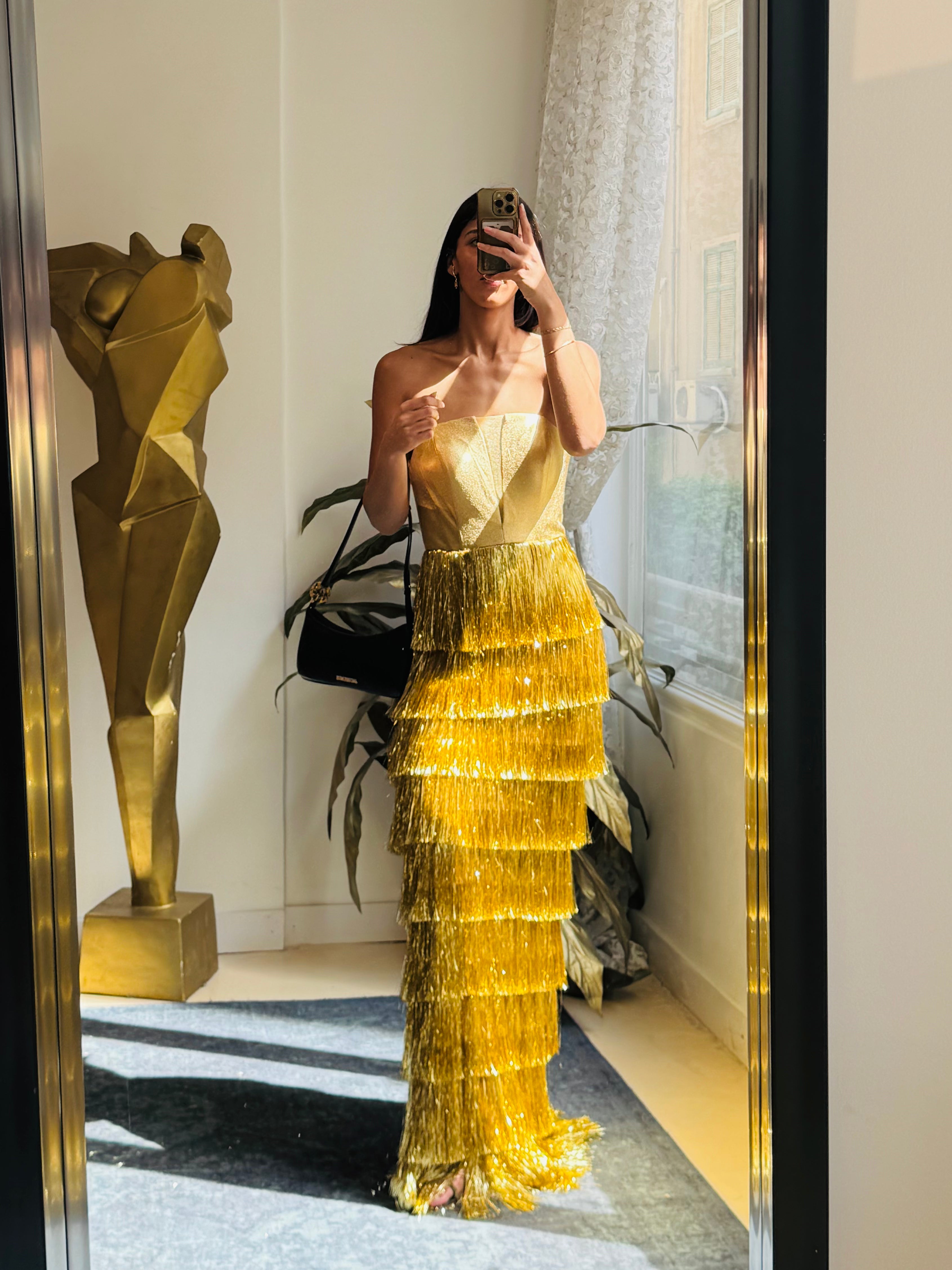 Strapless Shimmery dress in Gold