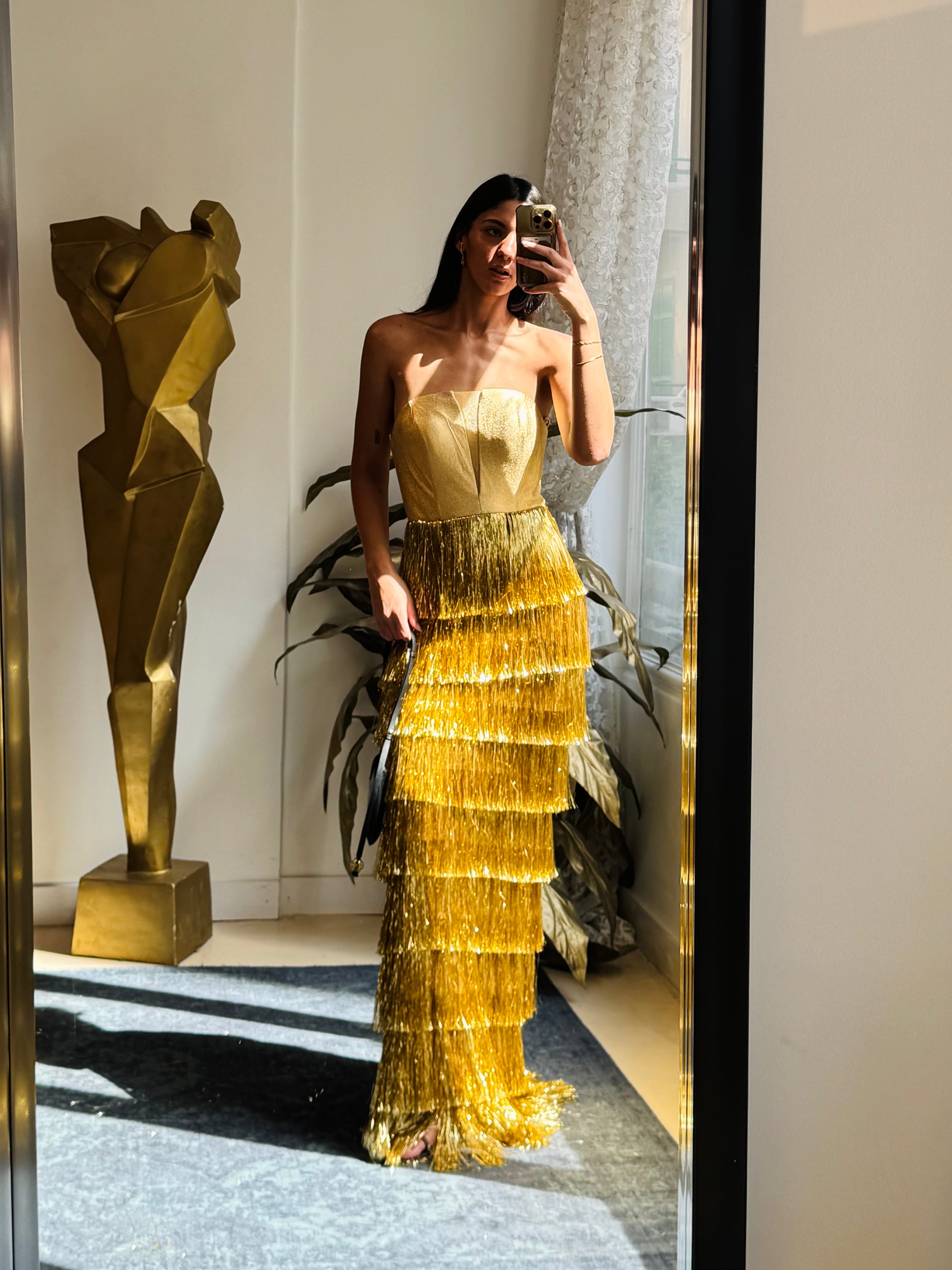 Strapless Shimmery dress in Gold