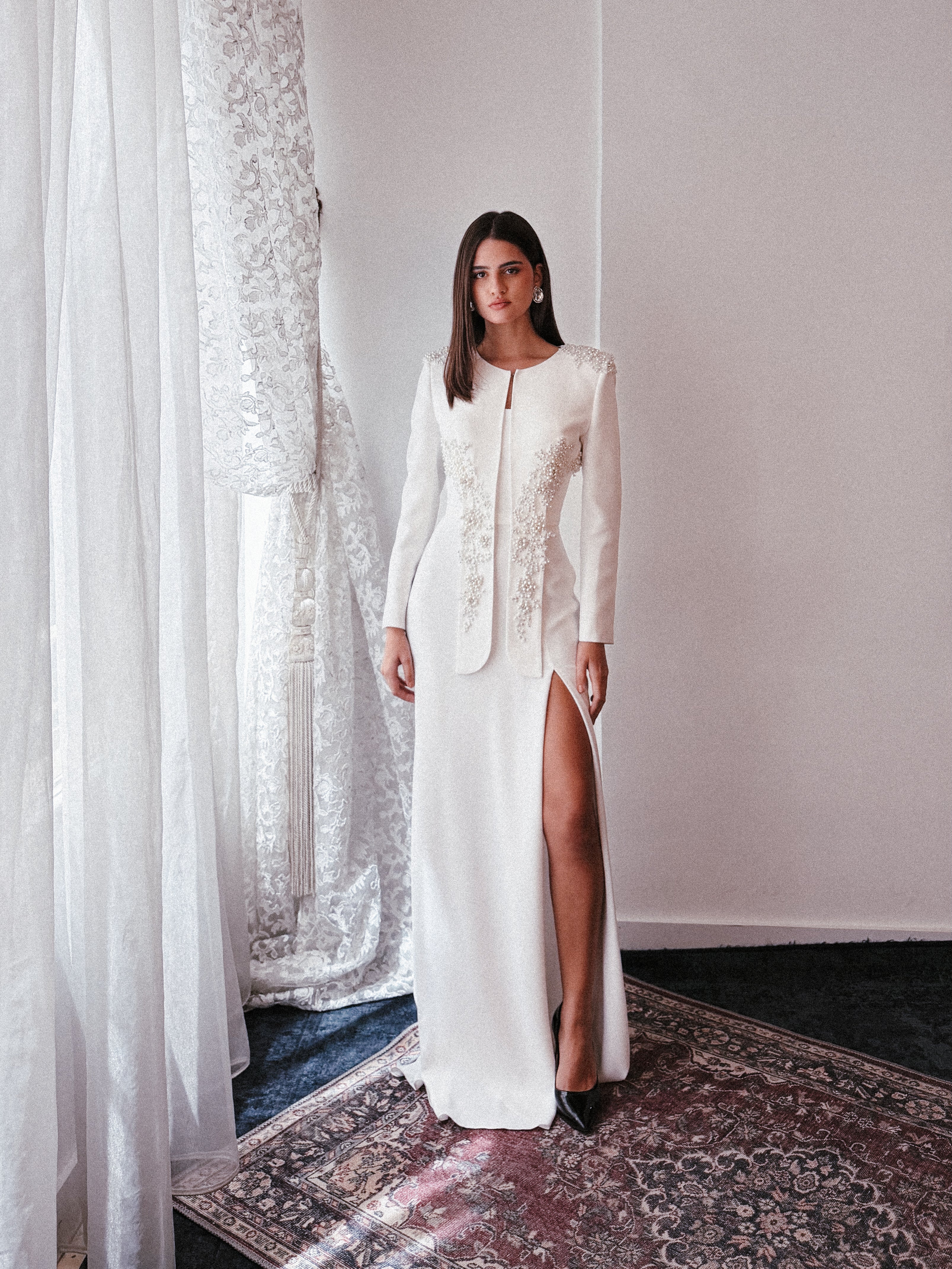 2 piece dress in white